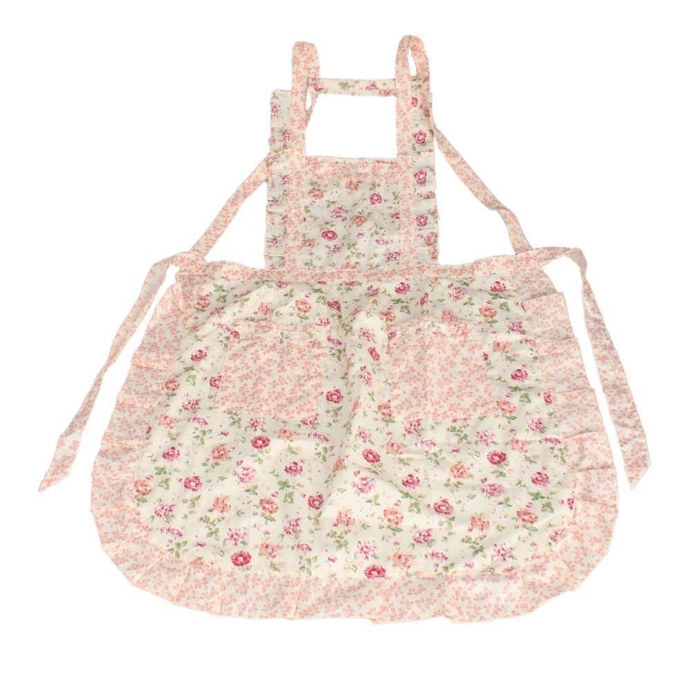 SIDAZHI Rose Flower Pattern Apron Women Chefs Cooking Bib Aprons with Pockets for Cooking, Grill and Baking, (76cm70cm) (Pink)