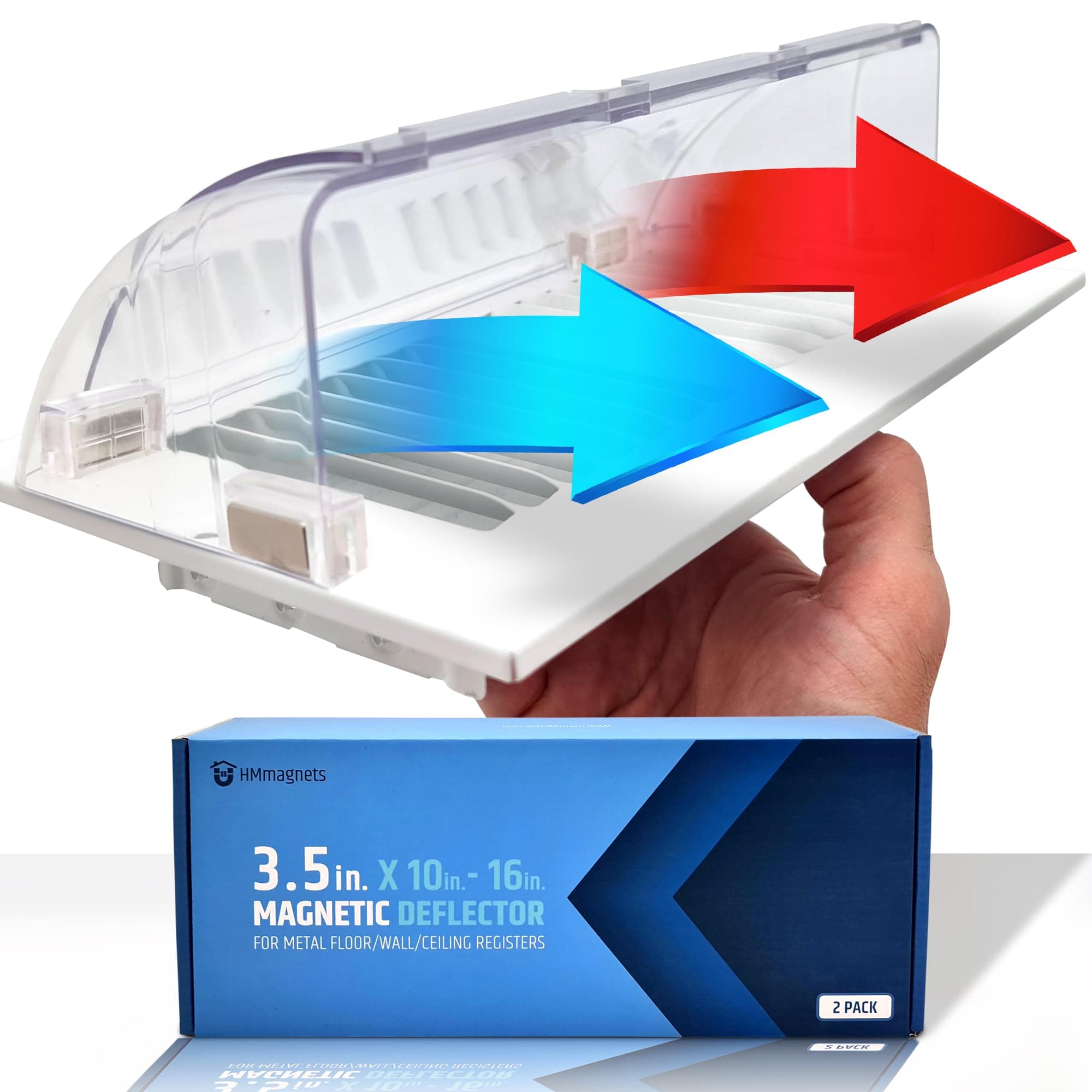 Powerful Magnetic Vent Air & Heat Deflector (2 Pack) for Ceiling, Floor and Wall - Will Never Fall Off - Adjustable from 9.2” to 16” - Super Strong Neodymium Magnets (Upgraded Design) | Patent Pending