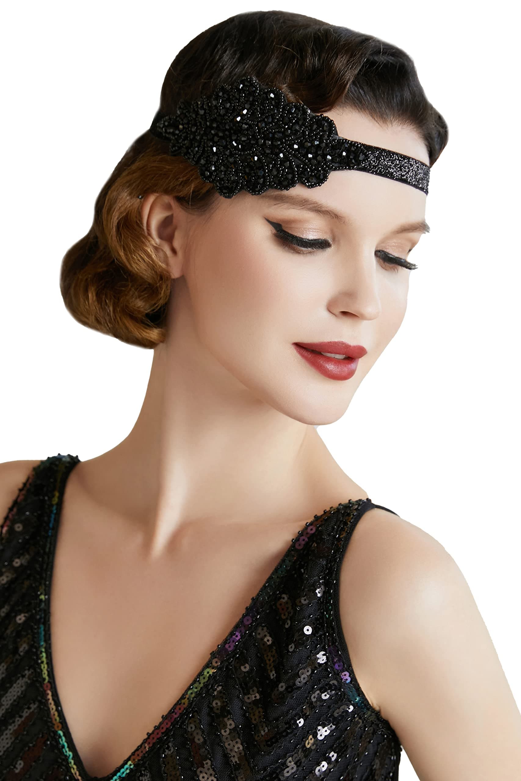 1920s Flapper Headband Crystal Great Gatsby Headpiece Vintage 20s Flapper Gatsby Accessories (Style-2)