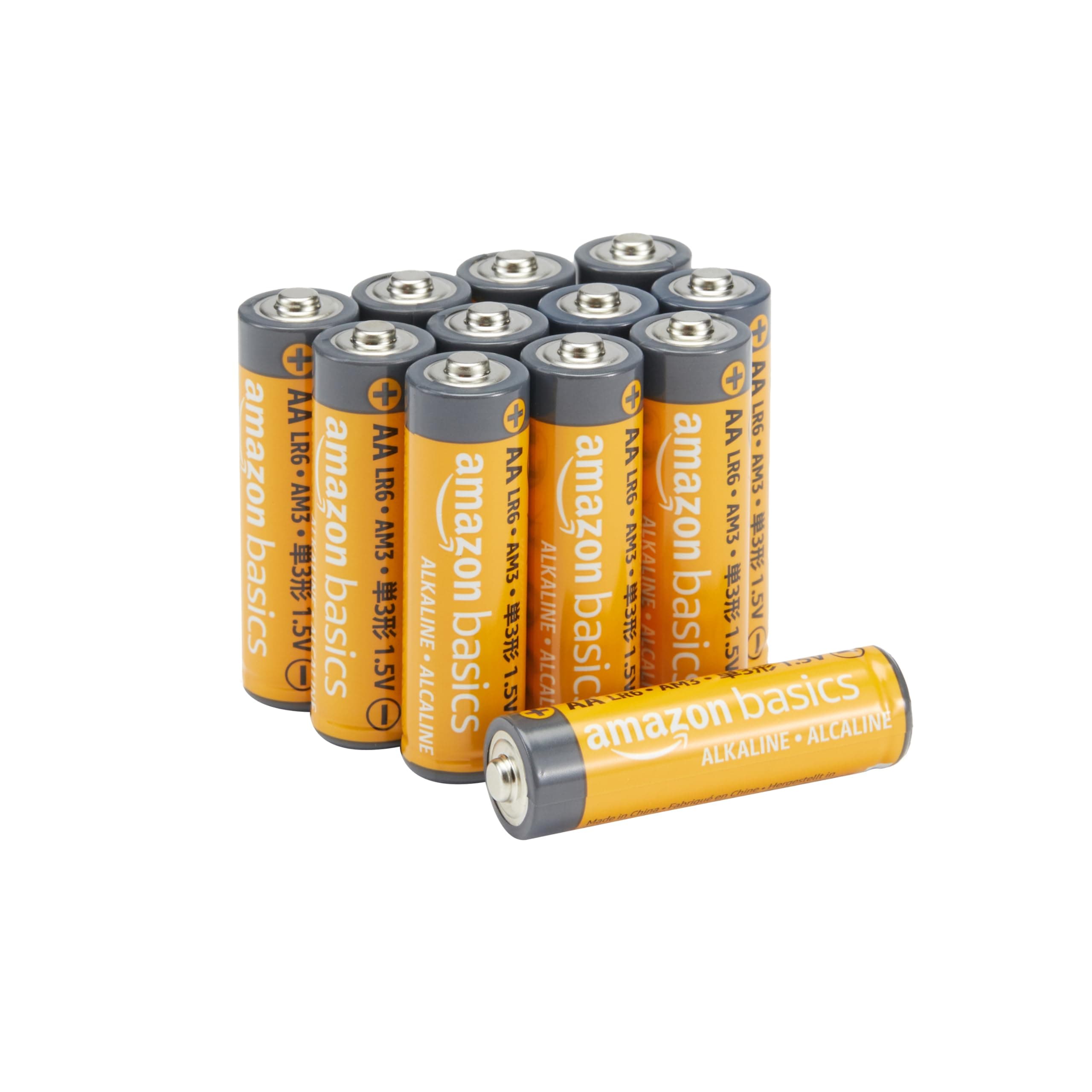 Amazon Basics 12-Pack AA Alkaline Batteries, 1.5 Volt, Long Lasting Power, 10-Year Shelf Life