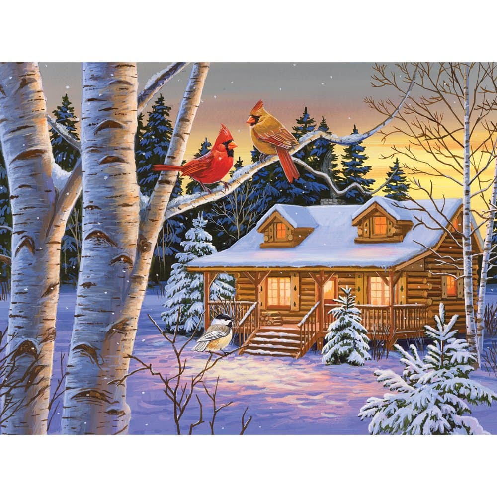 Bits and Pieces – Large 300 Piece Jigsaw Puzzle for Adults – Rustic Retreat - Snowy Winter Scene Jigsaw Puzzle by Artist William Vanderdasson, Completed Puzzle Size: 18" x 24"