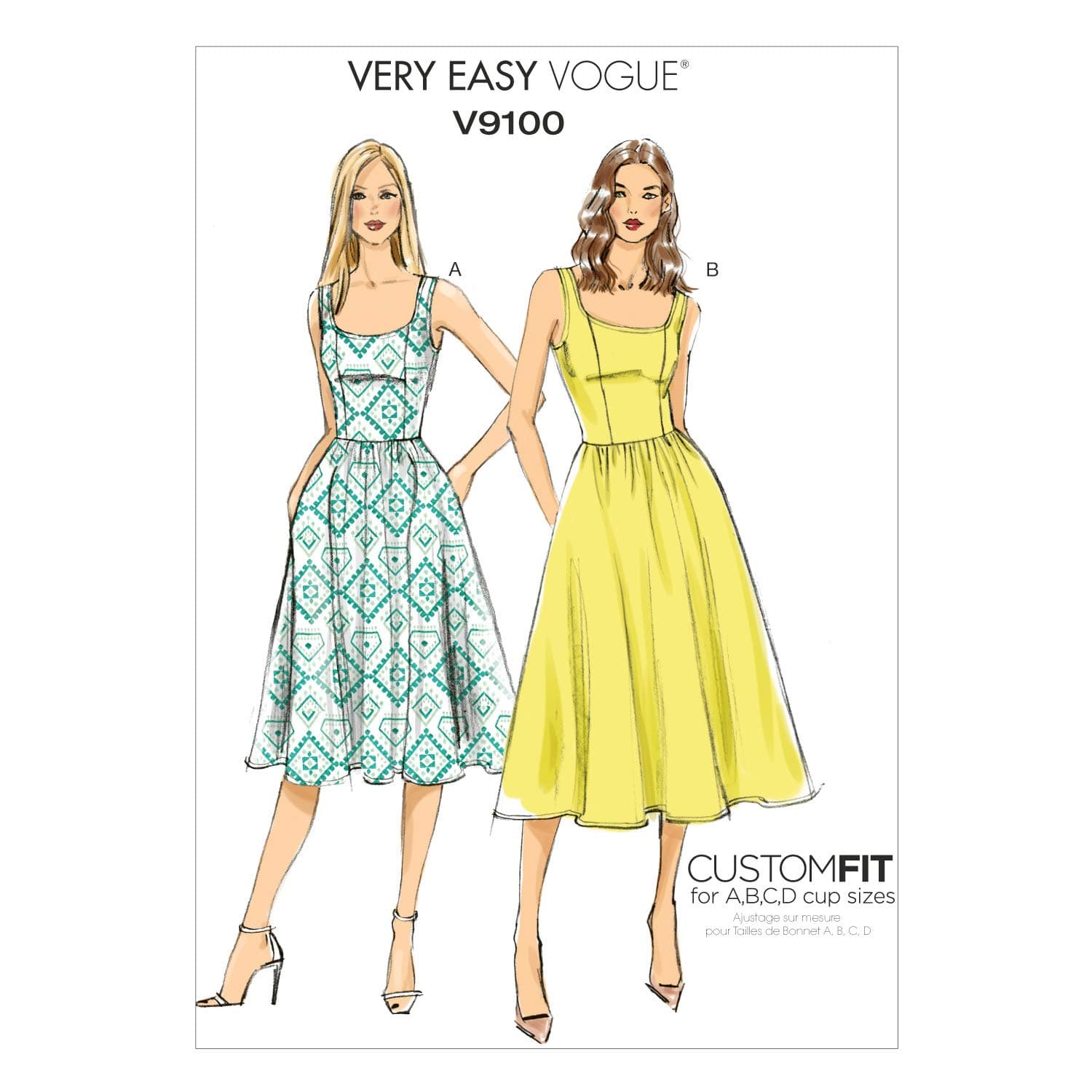Vogue Patterns9100 A5,Misses Dress,Sizes 6-8-10-12-14, Broadcloth, Multi/Colour