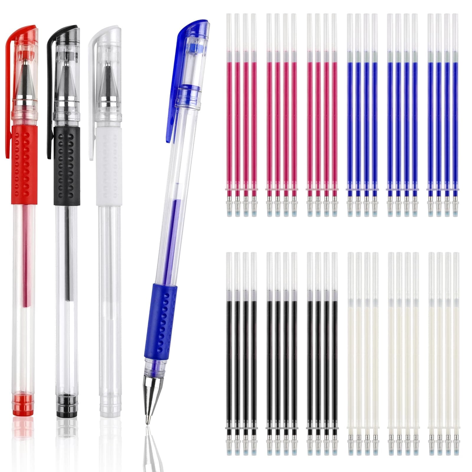 8 Pcs Heat Erasable Pens for Fabric with 64 Refills, Fabric Marking Pens for Sewing, Quilting, Embroidery, Dressmaking, Tailors Sewing Chalk Pencils