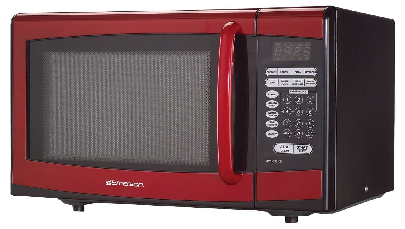 Emerson MW8999RD, 0.9 CU. FT. 900 Watt, Touch Control, Red Microwave Oven