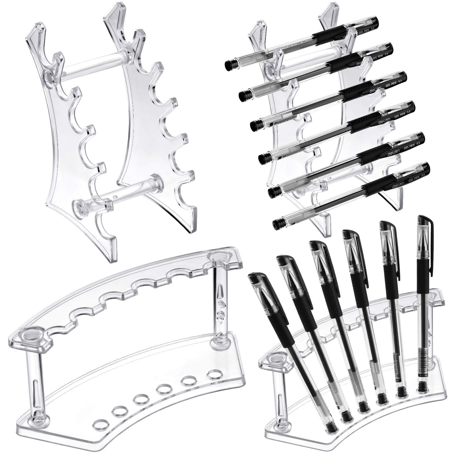 Teling 4 Pieces Pen Display Stand Acrylic pen Holder Clear Pen Stand Rack Organizer Nail Brush Holder Stand for Make Up Brush