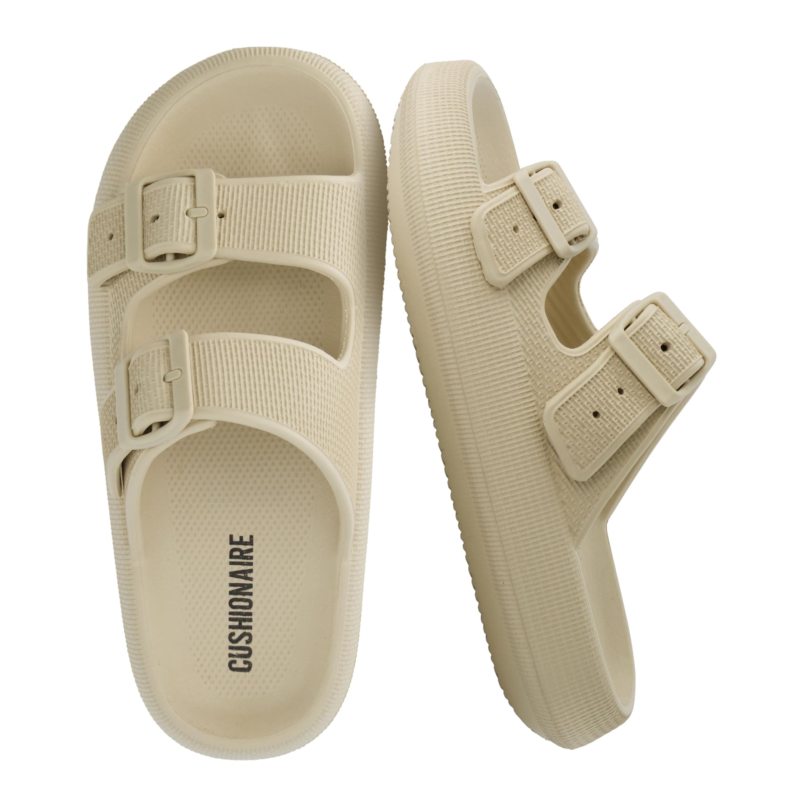 CUSHIONAIRE Fame Pillow Recovery Sandals for Women, Adjustable Double Buckle Waterproof EVA Cloud Slides for Women