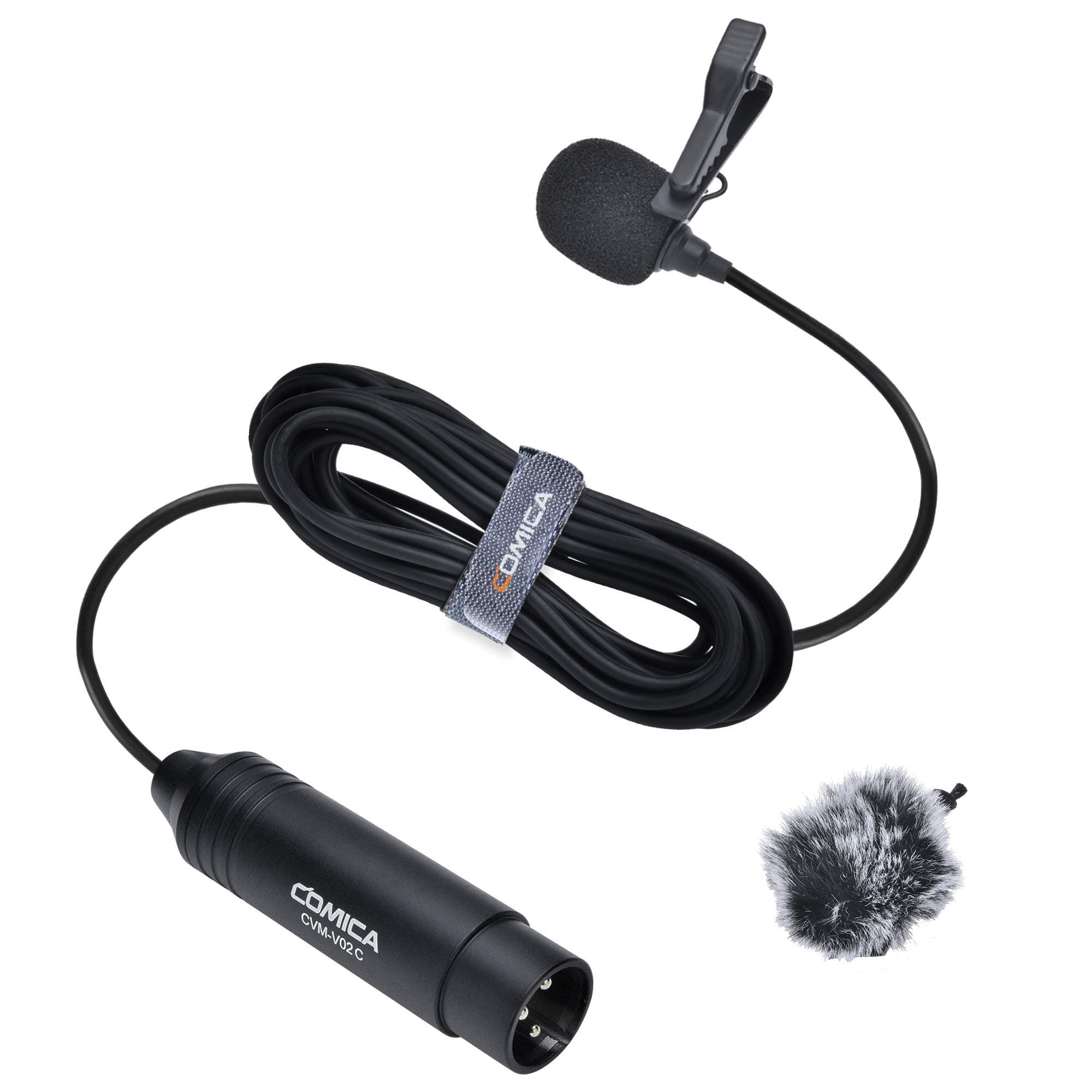 COMICA XLR Lavalier Microphone, CVM-V02C Cardioid Directional Condenser Metal Lapel Microphone with 3-Pin, Lav Mic for Recorder Mixer camcorders Zoom H4n H5 H6 Tascam DR40 DR100 (5.9ft)(1Pack)