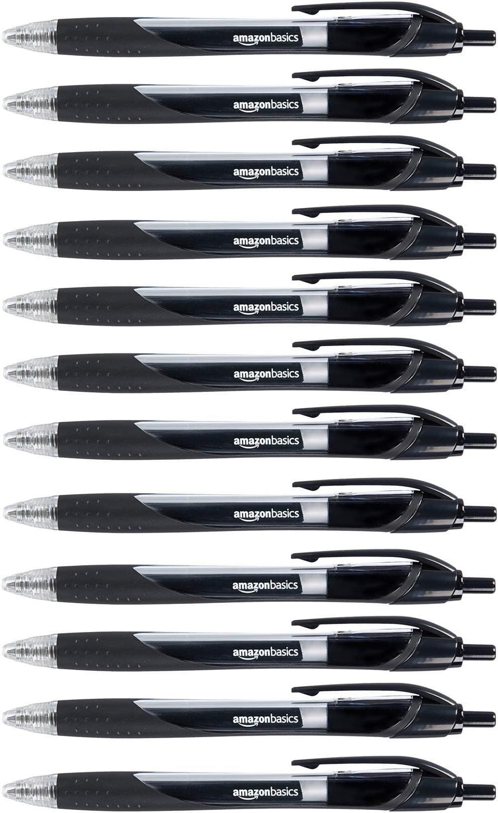 Retractable Gel Ink Pens for Note-Taking and Office Writing, Fine Point 0.7mm, Smooth Writing, Black, 12-Pack