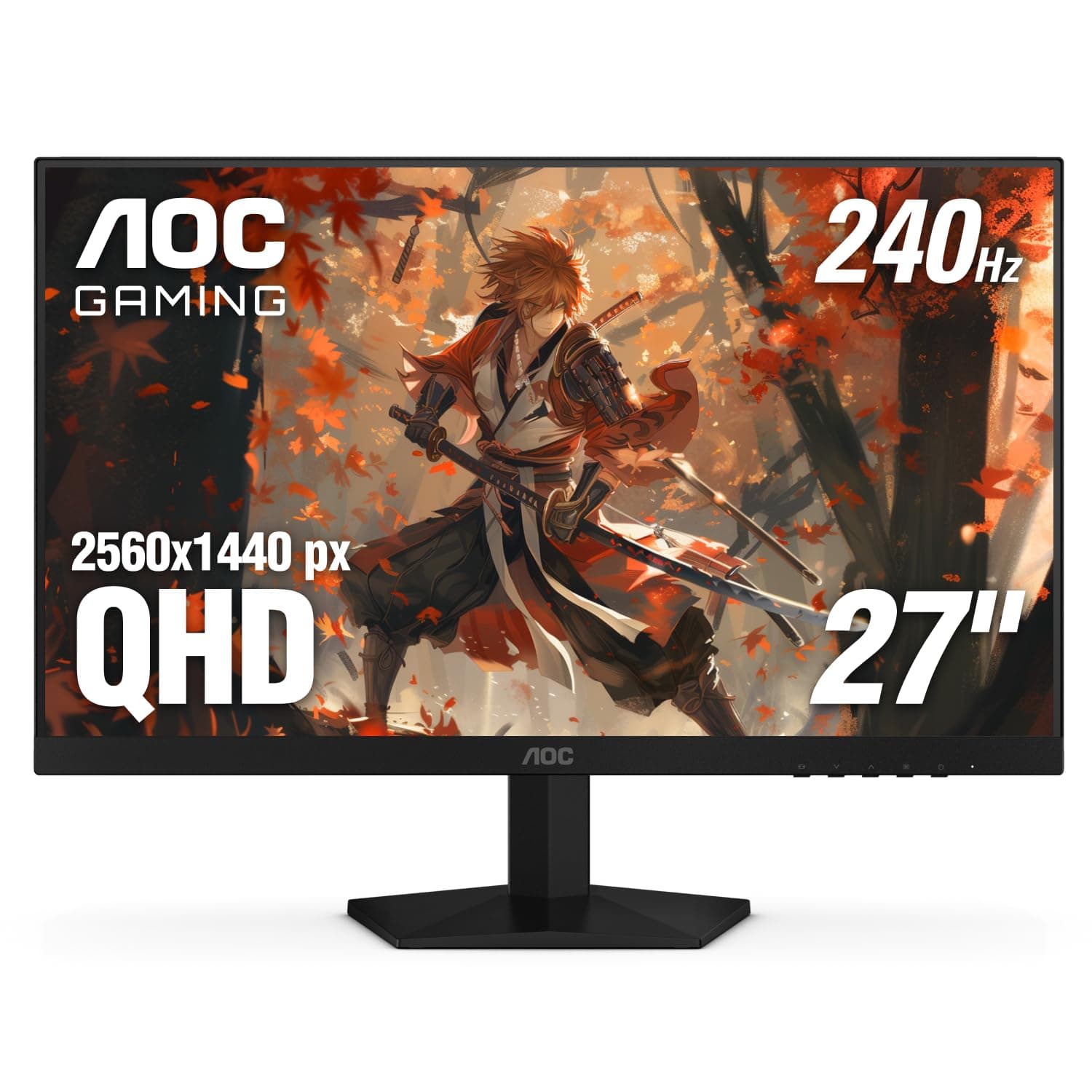 AOC Q27G4XN 27" Gaming Monitor, 2K QHD 2560x1440, 180Hz 1ms, Adaptive-Sync, Height Adjustable, 2X HDMI 2.0, 1x Display Port, Xbox/PS5/Switch Ready, 3-Year Zero-Bright-dot