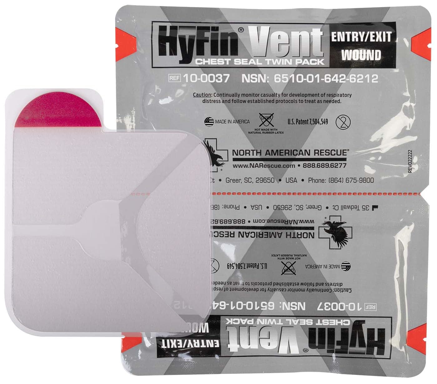 North American Rescue Hyfin Vent Chest Seal, 2 Count Original Version