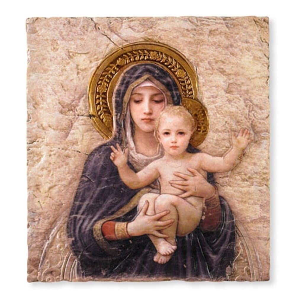 Madonna with Child Christ Icon 10 Inch Painted Resin Wall Plaque