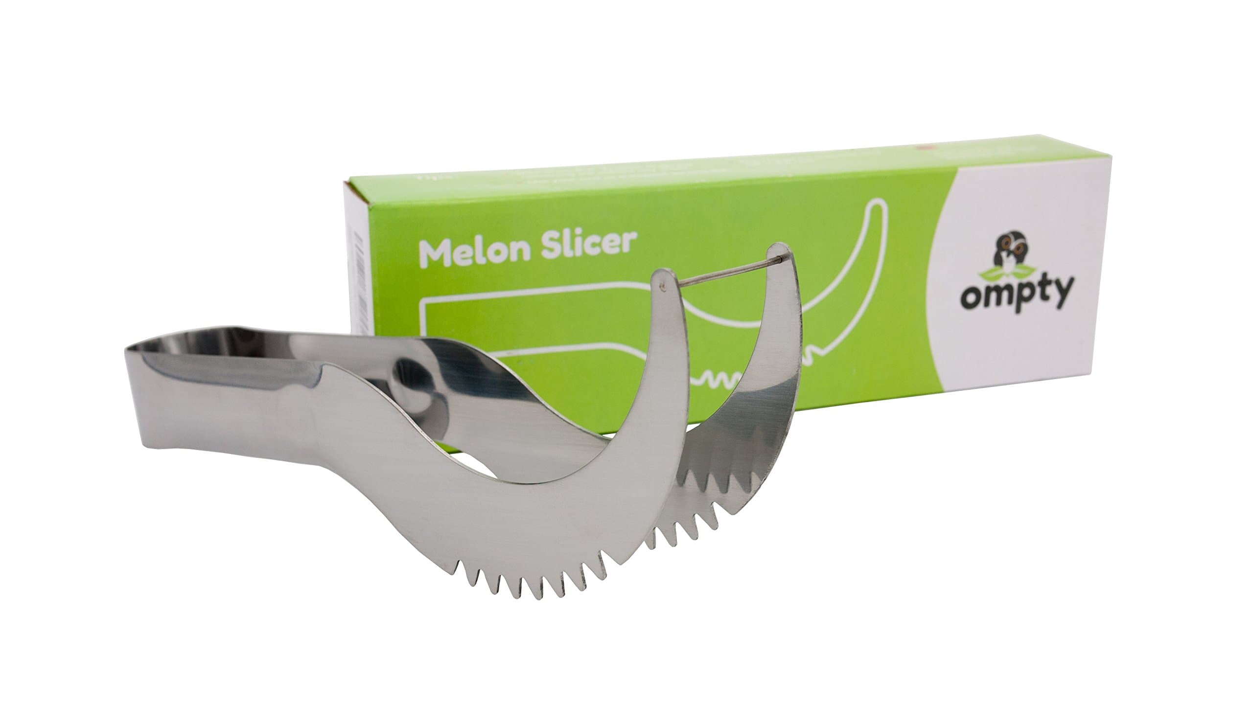 The Watermelon Slicer By Ompty- Works Perfectly With Melons Of All Sizes-Multifunctional Cutter Corer Server- Kid Friendly Utensil- Durable Stainless Steel Tong- Dishwasher Safe