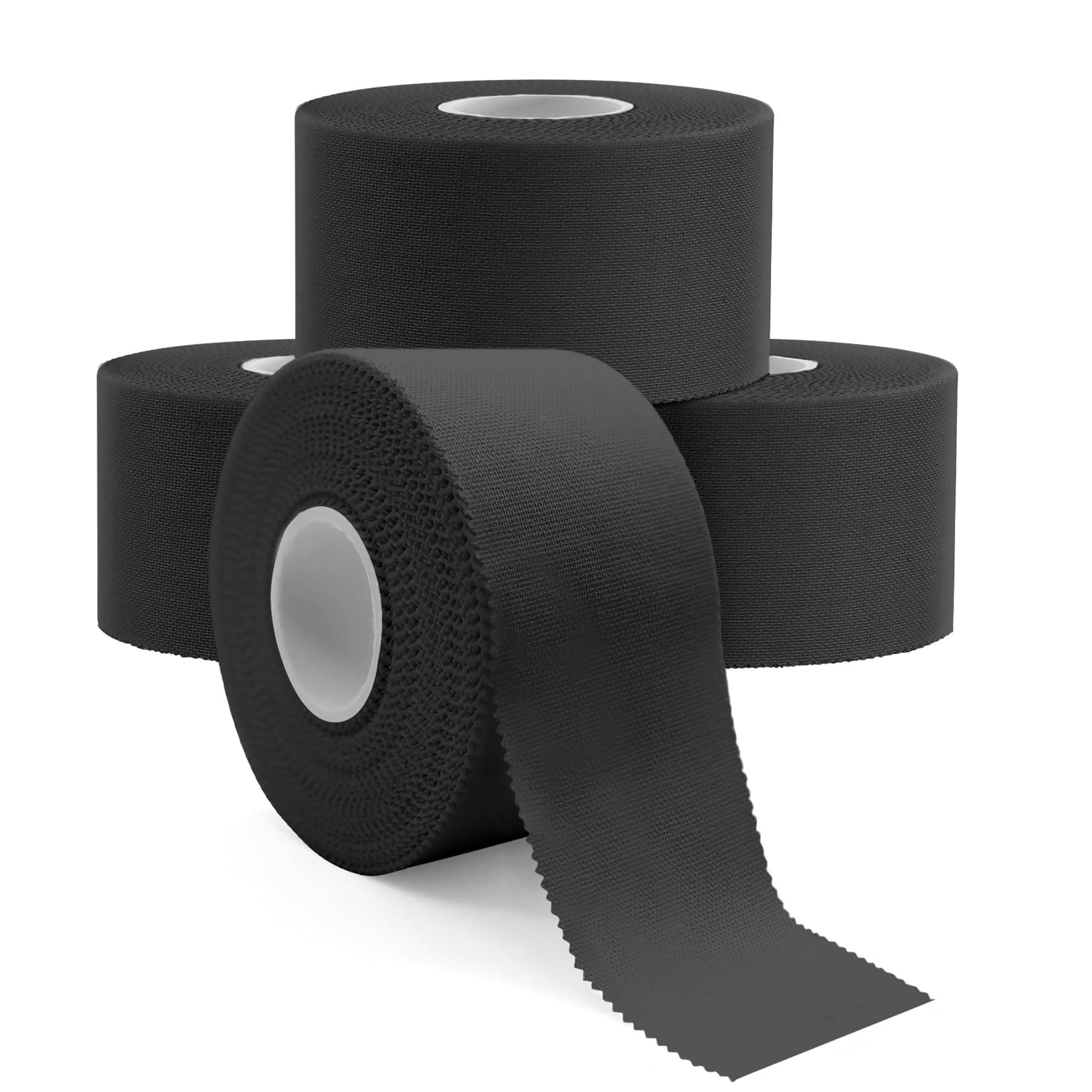 Dimora Athletic Tape, Easy Tear Sports Tape with Serrated Edges, Strong Adhesion, No Residue, Ideal for Gymnastics, Boxing, Lacrosse, Hockey and First Aid (Black, 1.5 in x 45 ft, Pack of 4)