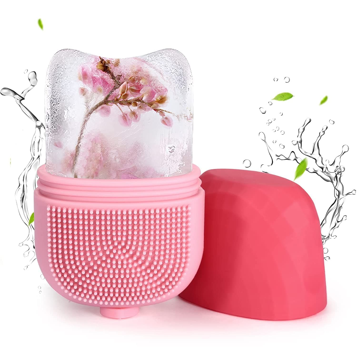 Navya Export Skin Scrubber With Ice Roller For Face,3 IN 1 Ice Roller for Face Massager, Face Ice Roller with Face Scrubber and Makeup Brush Cleaner for Glowing Skin(Multicolor)