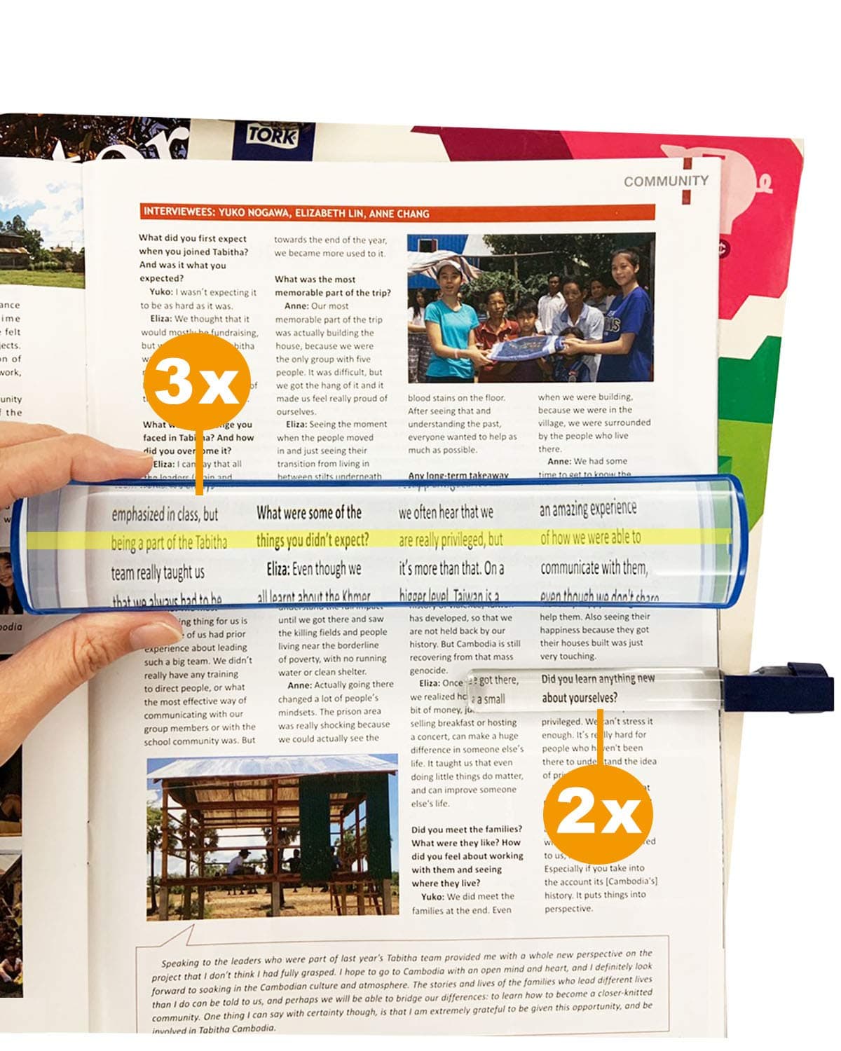 MAGDEPO 3X Raised Bar Magnifier 8" Dome Top Reading Magnifier Optical Acrylic Magnifying Glass with Stand Desktop for Elderly and People with Low Vision Reading Small Prints, Books, Newspapers, etc.