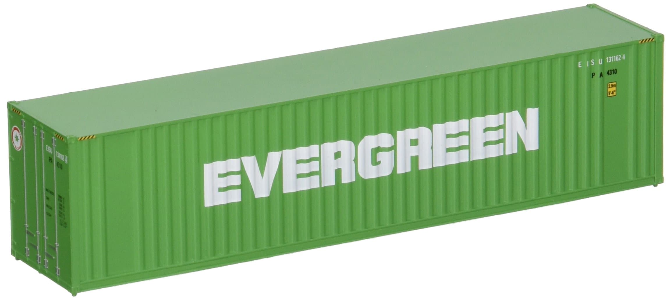 HO Scale Model of Evergreen (Green, White) 40' Hi Cube Corrugated Container W/Flat Roof,949-8202