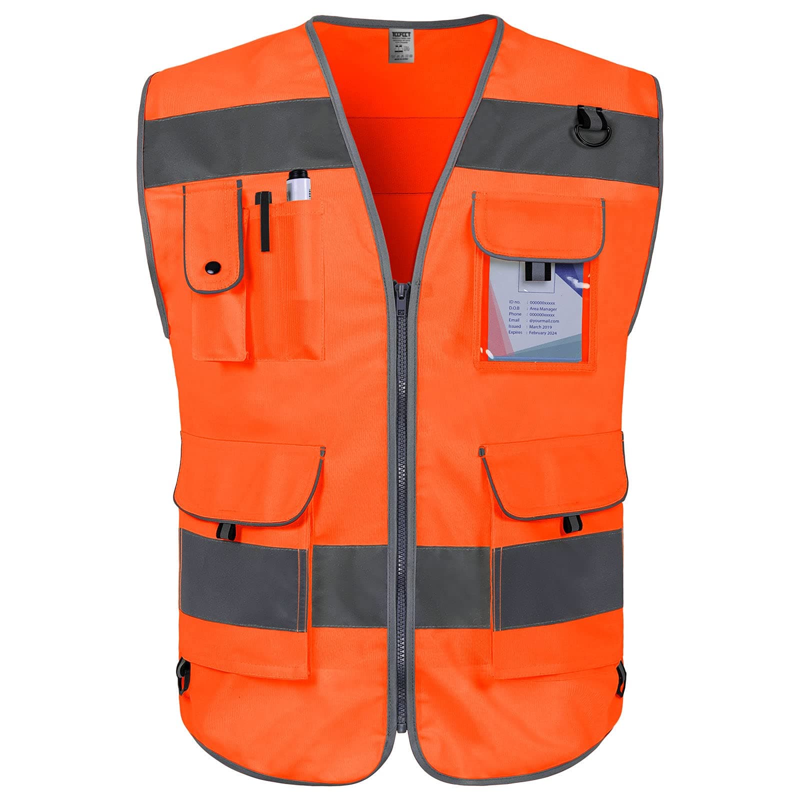 High Visibility Safety Vest with Pockets, ANSI/ISEA Class 2 Reflective Work Vest