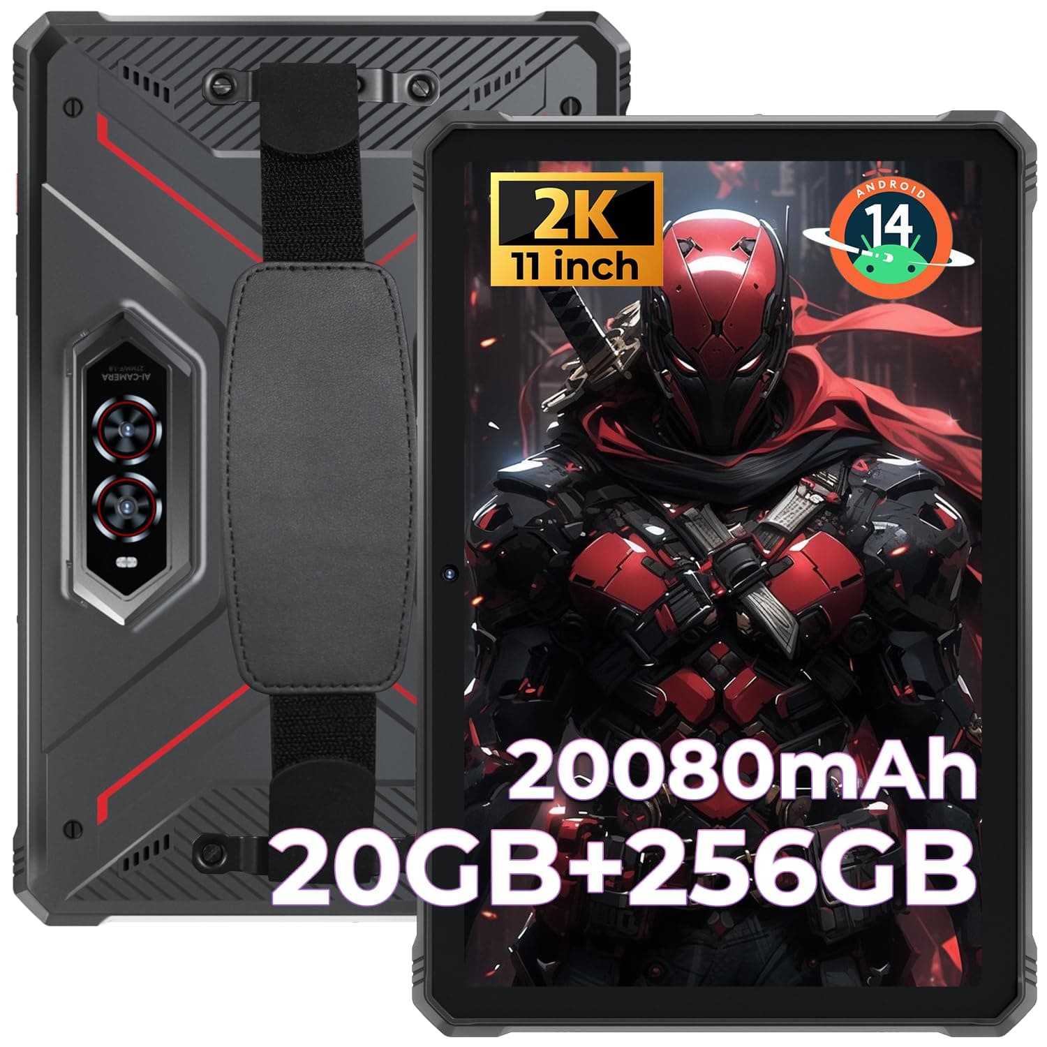 HOTWAV R9 Pro 2024 Upgrade Rugged Tablet 11 inch Android 14 Tablet, 2K 20080mAh 20GB+256GB (2TB SD) Outdoor Tablet, 64MP+16MP Octa-Core IP68IP69K Waterproof Tablet,4G Dual SIM 5G WiFi/Face ID/GPS/OTG