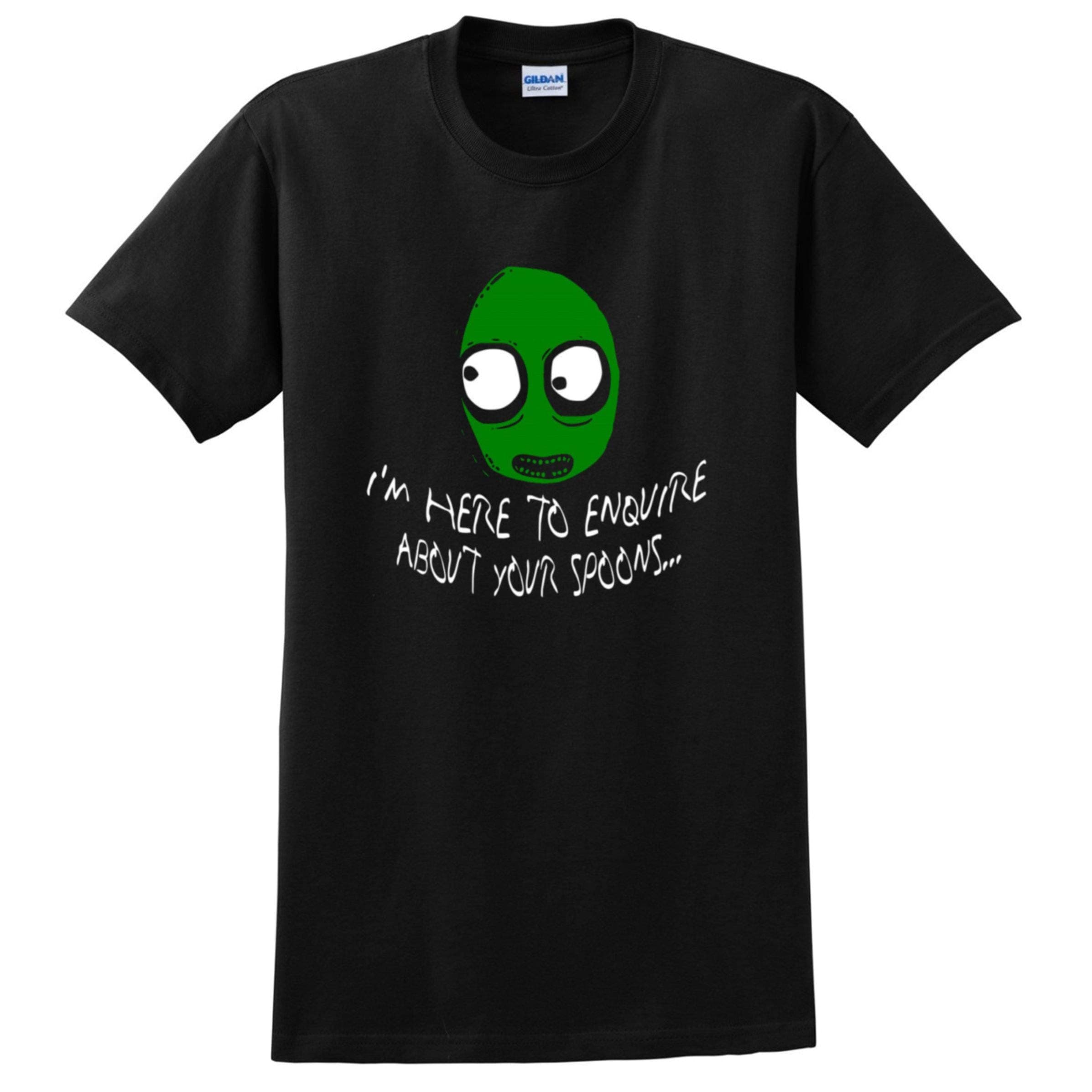 Salad Fingers I'm Here to Enquire About Your Spoons Rusty Spoon T-Shirt (Large) Black