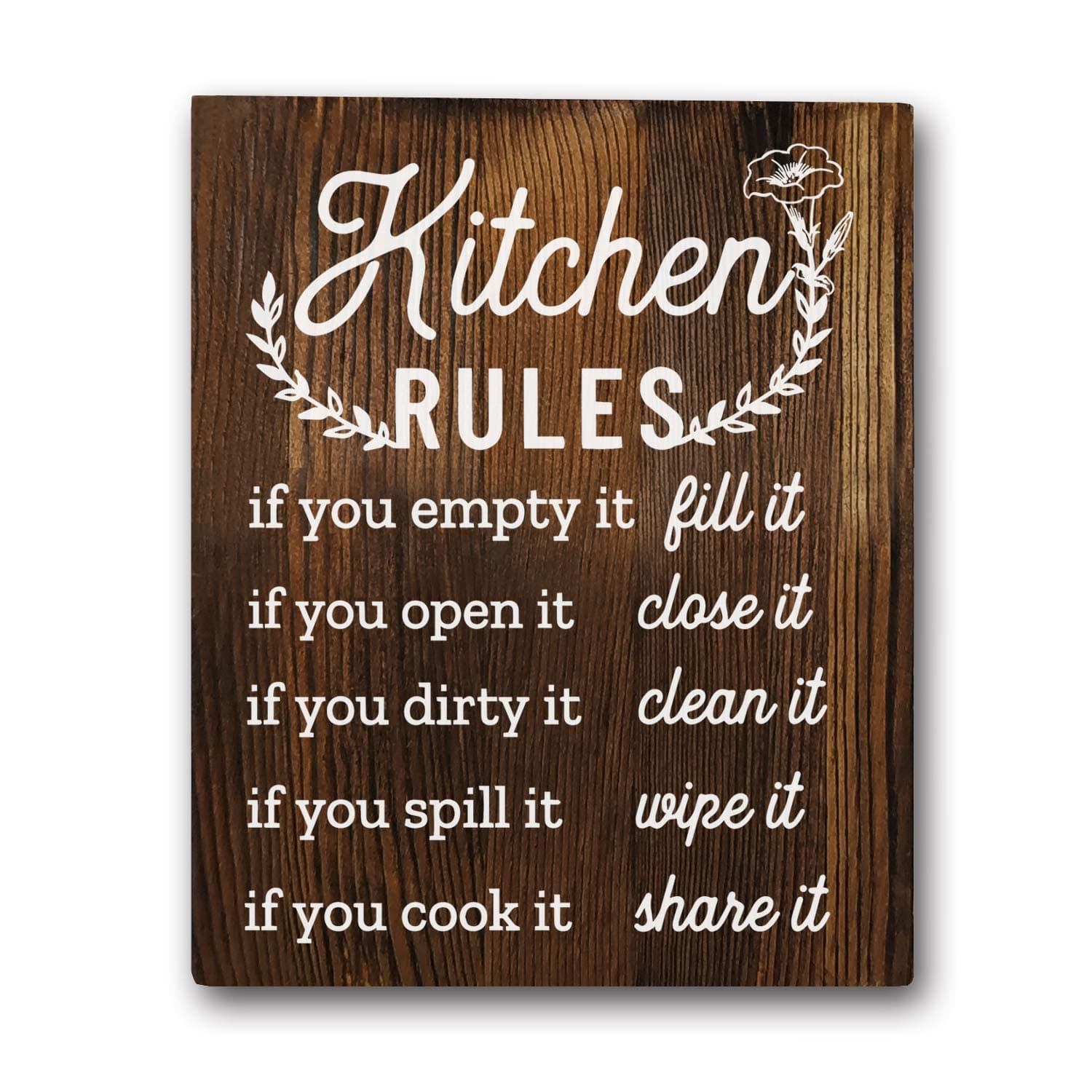 Funny Kitchen Rules Sayings Wall Art Prints 8"x10" Wood Wall Art Rustic Farmhouse Décor