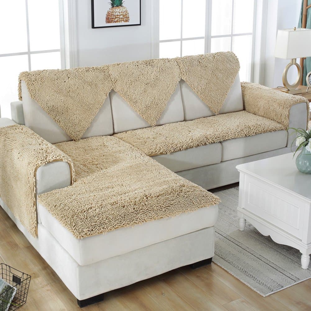 FDJKGFHGFCGDFGDG Snow Neil slipcover Sofa,European Style Plush Sofa slipcover Winter Slip Leather Sofa mat Fabric Bay Window seat Cushion-Light tan 60x100cm(24x39inch)