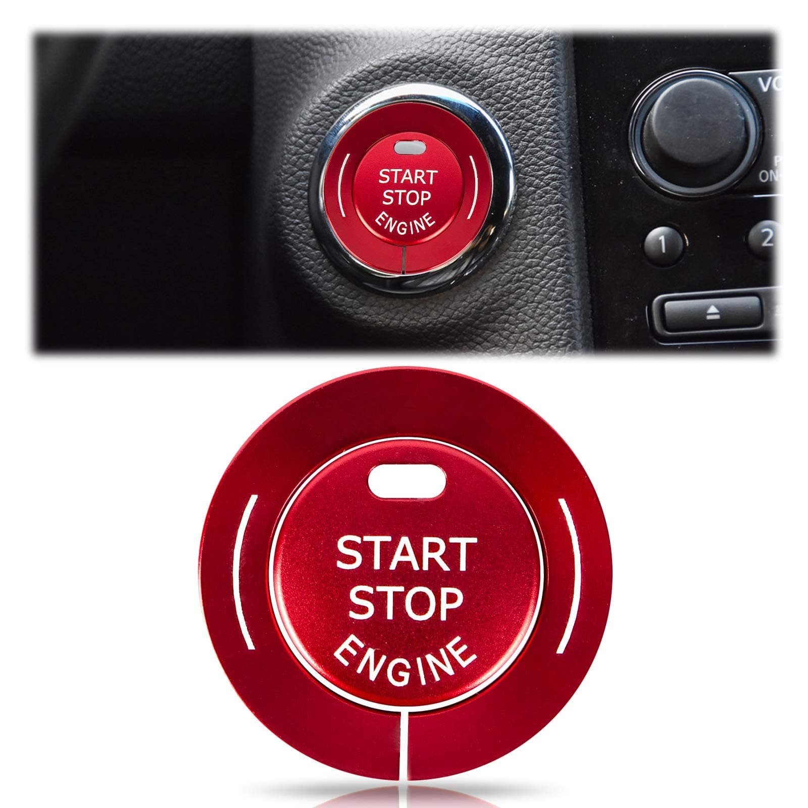 Engine Push Start Stop Button Cover for Infiniti Q50L QX50 Q50 QX56 Q60 QX70 Q70L QX80 QX30, Ignition Button Decoration Trim & Ring Protector Stickers Car Accessories for Infiniti (Red)