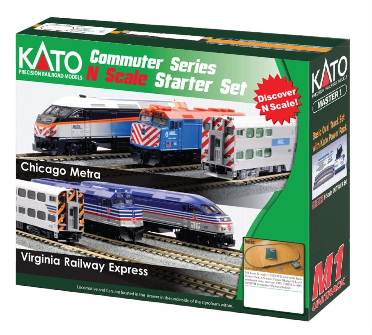 Kato USA, Inc. N F40PH Commuter Train Starter Set Chicago Metra, KAT1060037