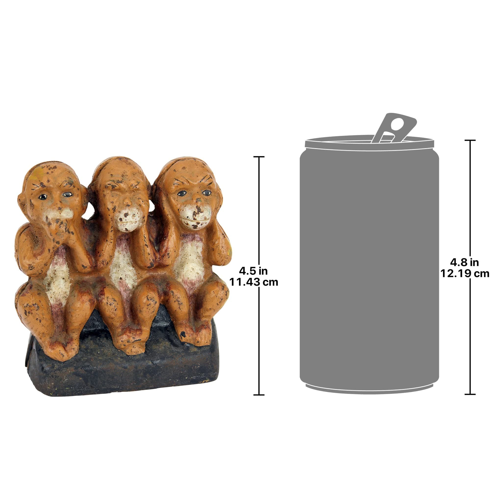 Design Toscano Speak No, See No, Hear No Evil Monkeys Still Action Die-Cast Iron Coin Bank