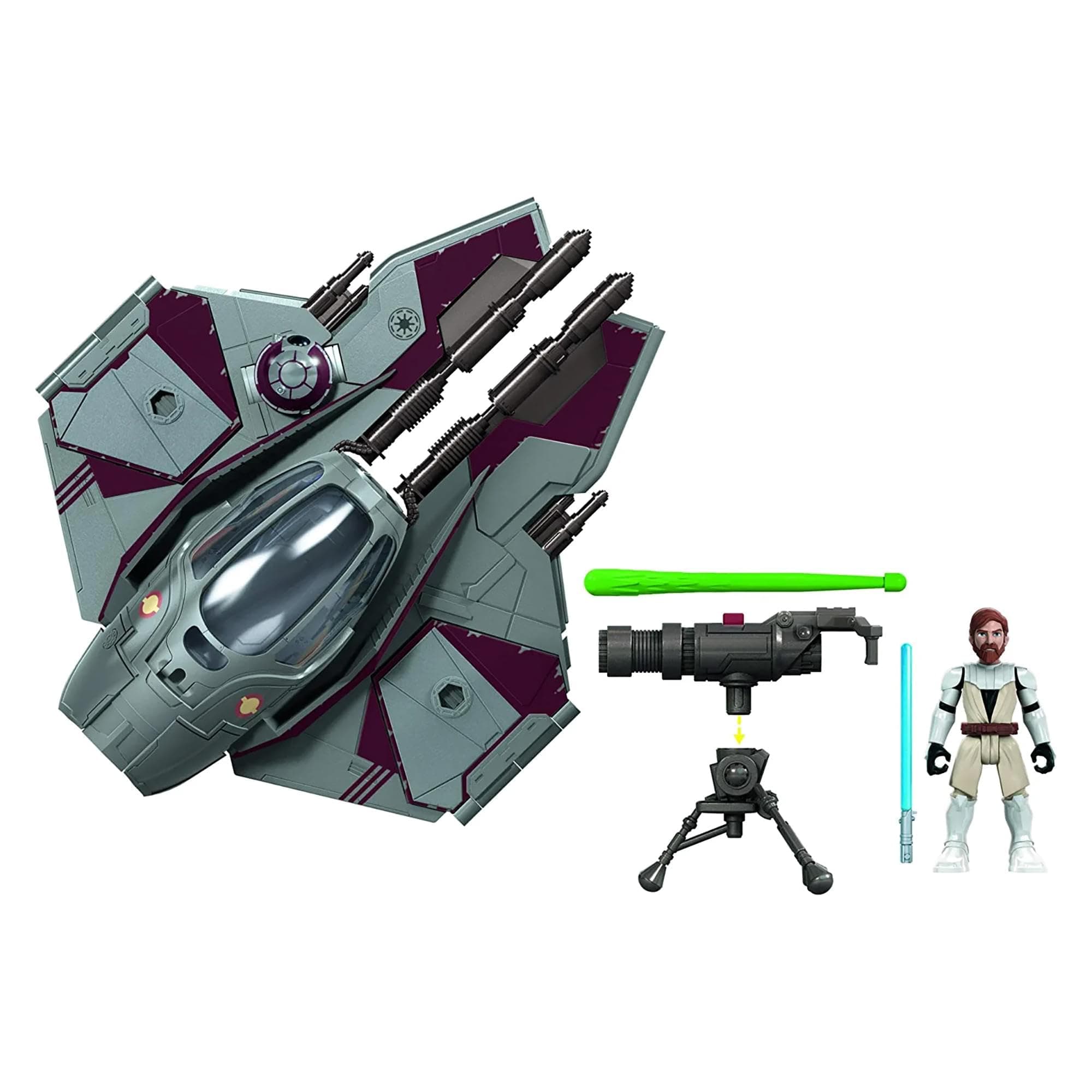 Star Wars Mission Fleet Stellar Class Obi-Wan Kenobi Jedi Starfighter 2.5-Inch-Scale Figure and Vehicle, Ages 4 and Up