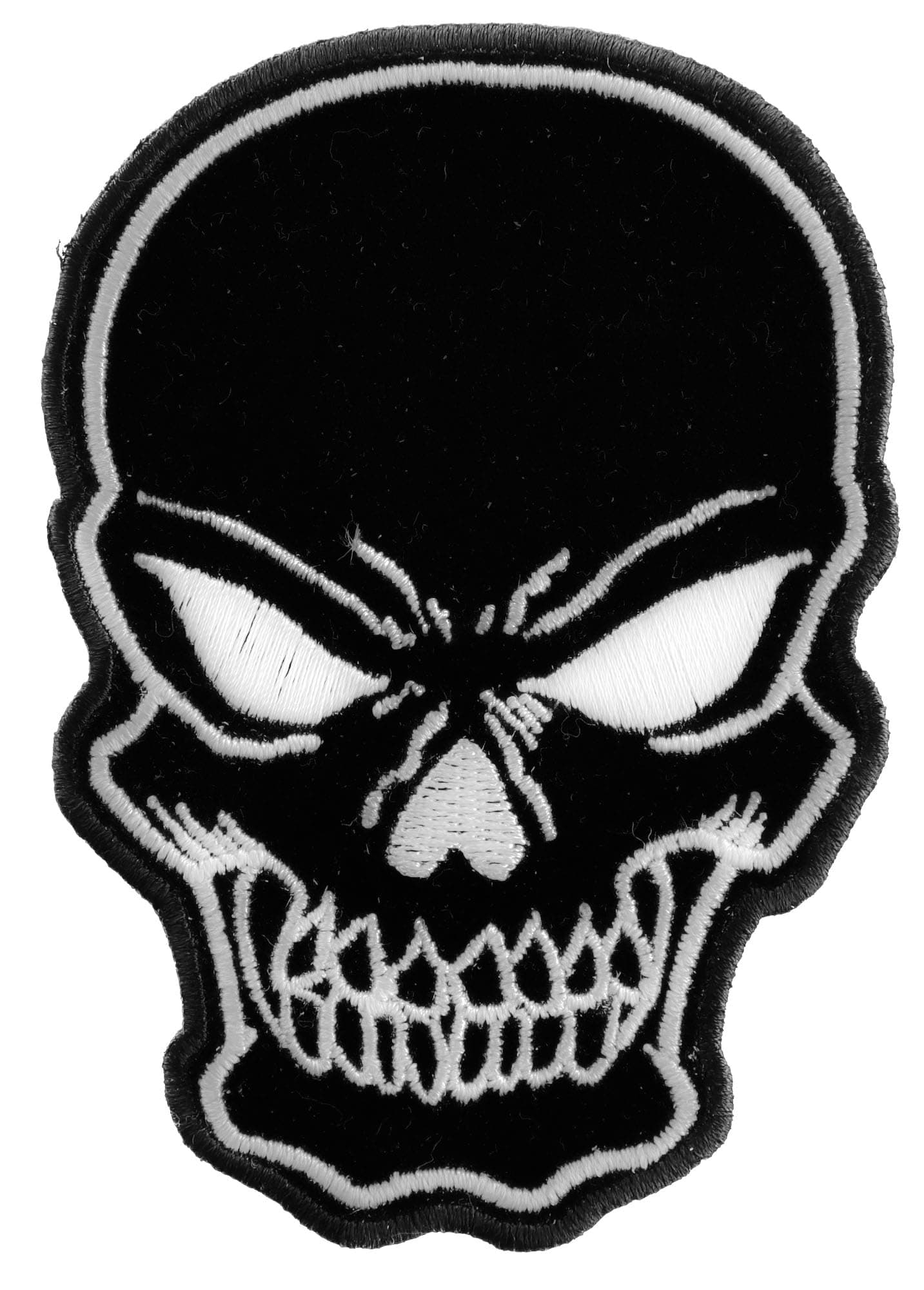 Skull Patch, Black and White Biker Skull Patches