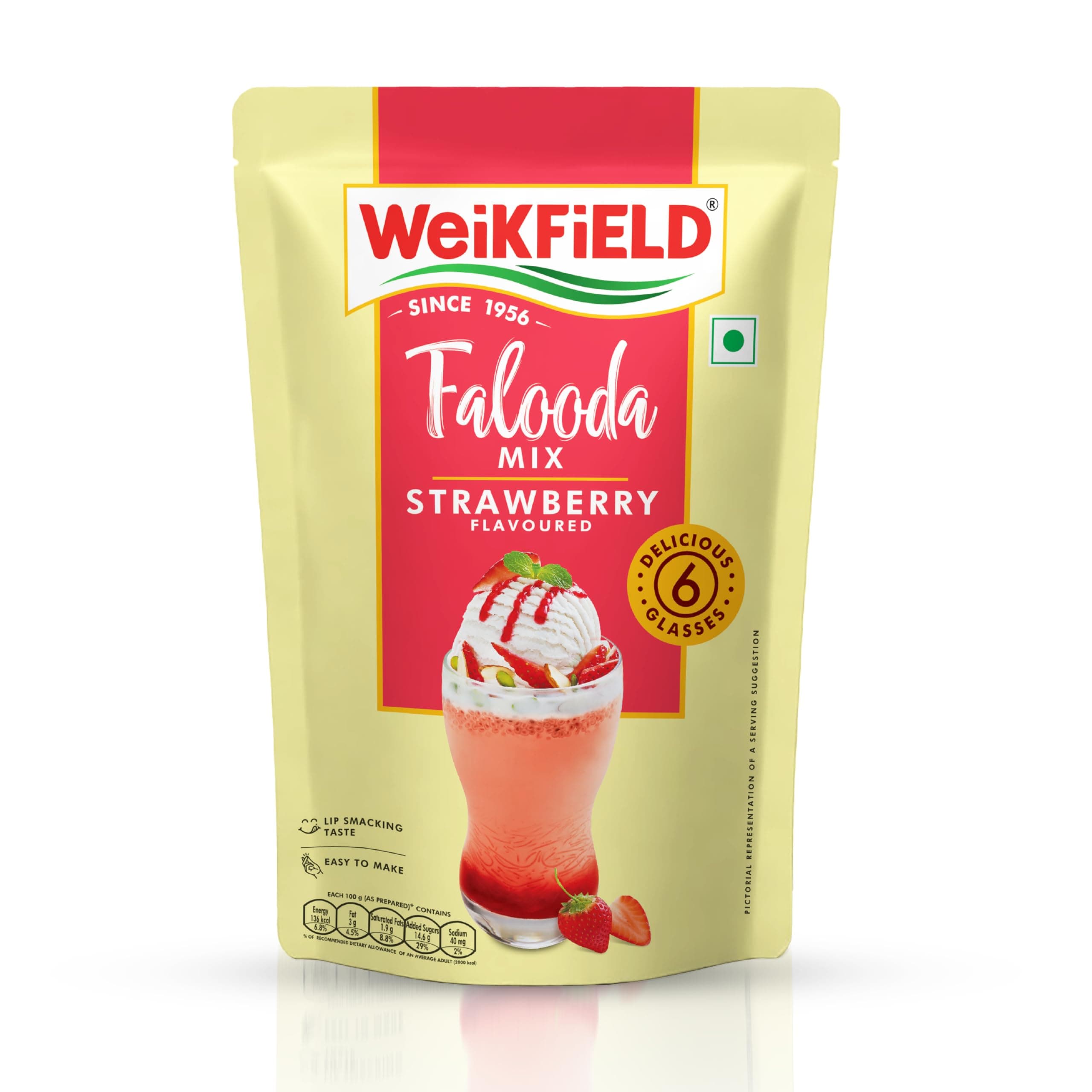 Falooda Mix 200 g Pouch | Strawberry Flavoured | Rich, Smooth & Creamy Texture | Delicious & Refreshing Taste | Authentic Taste | Instant Falooda Mix
