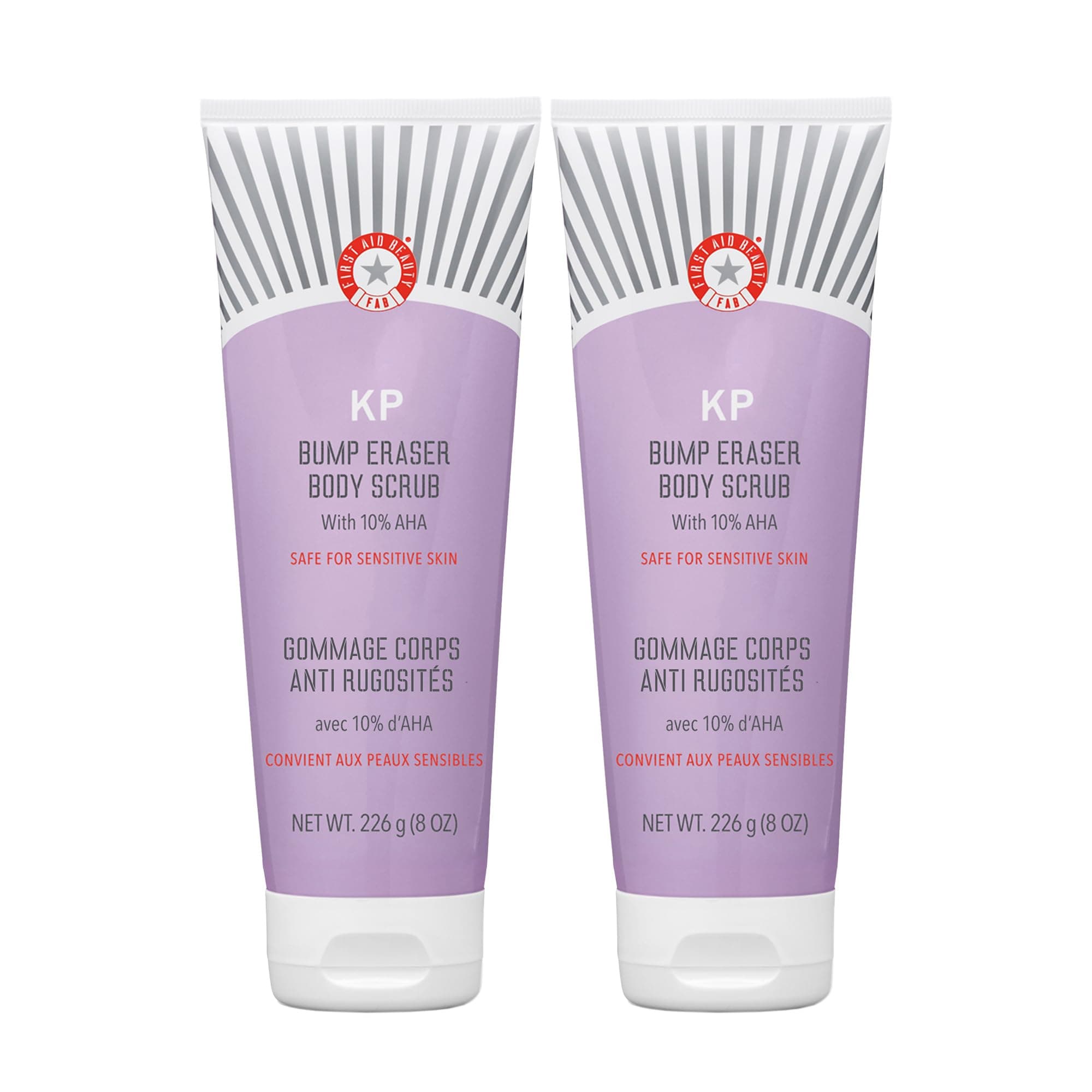 First Aid Beauty KP Bump Eraser Body Scrub Exfoliant for Keratosis Pilaris with 10% AHA - 2 8oz Tubes, 16 oz Total