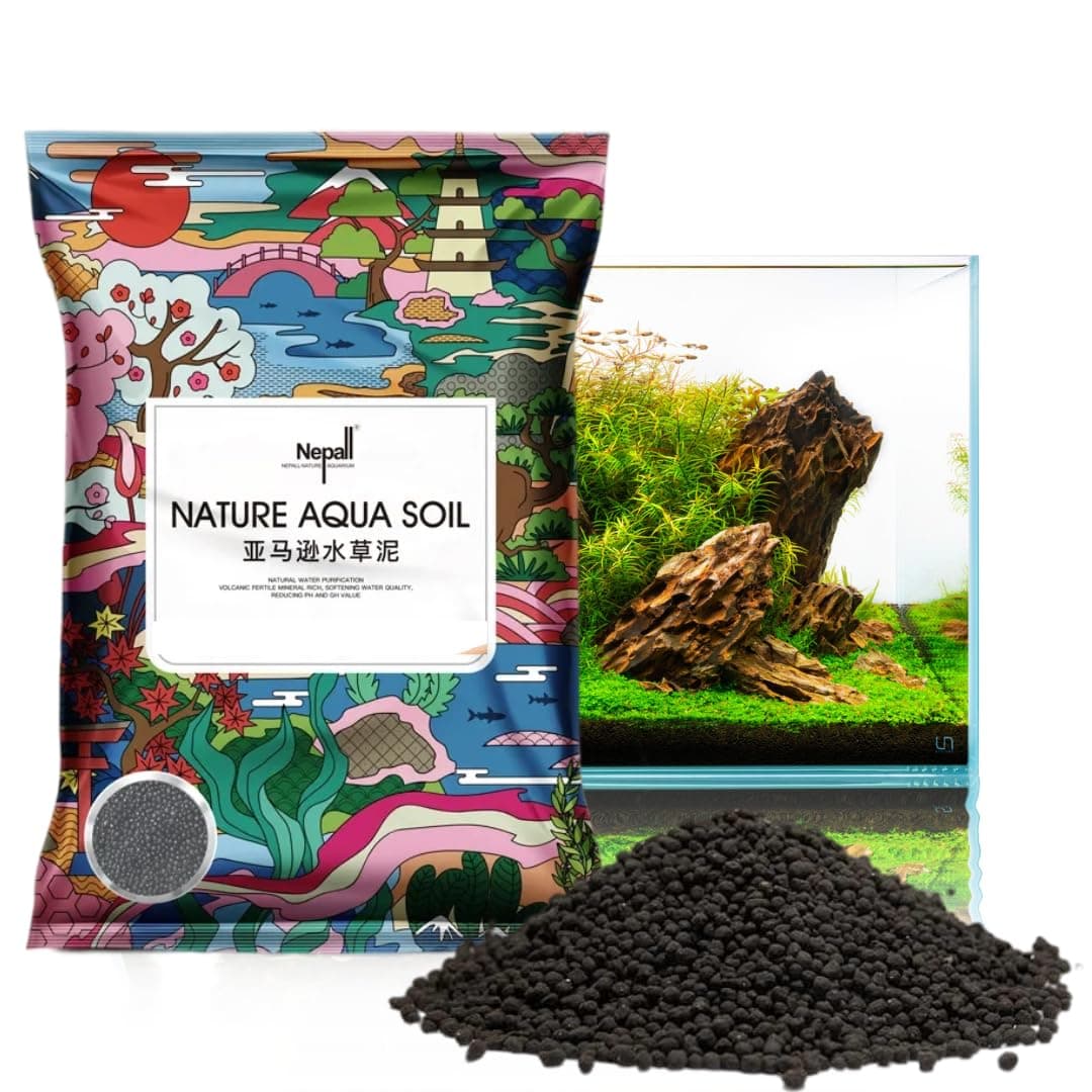 Nepall Aqua Soil Planted Aquarium Substrate | Fish Tank Water Grass Mud for Natural Aquatic Plants and Shrimps | No Cloudiness | Clear Water | Rich Nutrients (1.5 L)