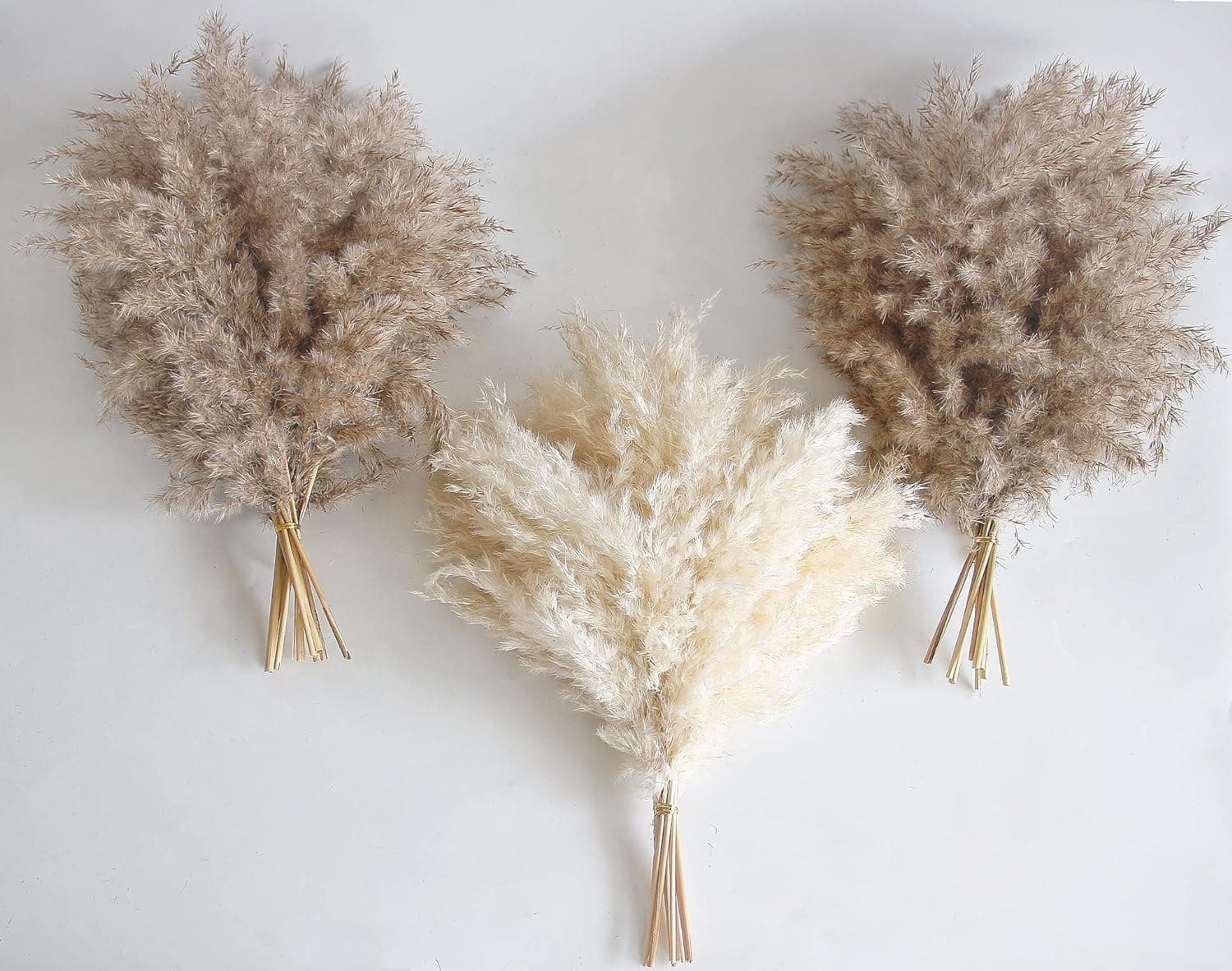30 Pcs Natural Dried Pampas Grass Bouquet, 17" Dried Flowers for Vase, Boho Home Decor