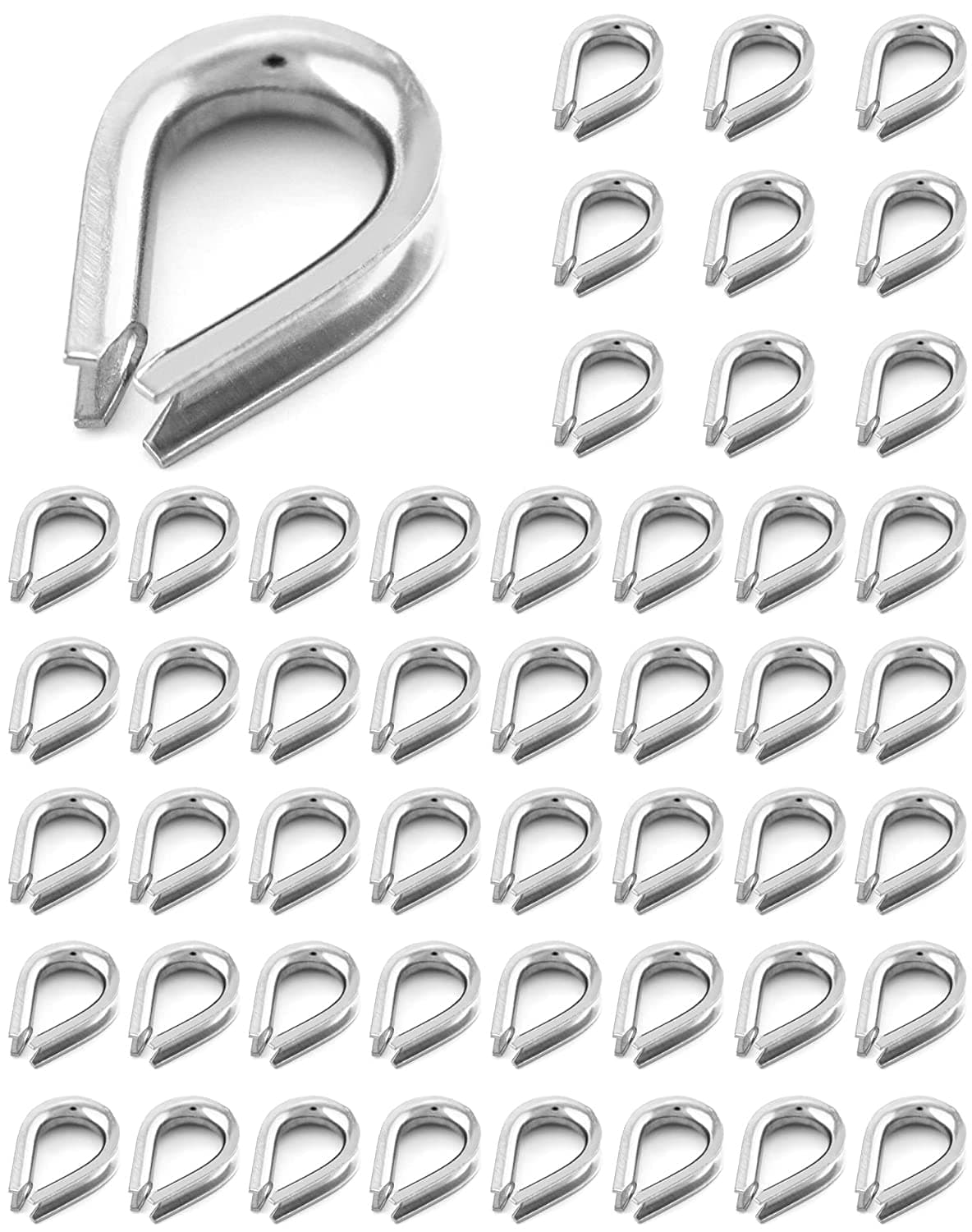 YAMASO 50pcs 3/16" M5 Stainless Steel Thimble for Diameter Wire Rope Cable Thimbles Rigging