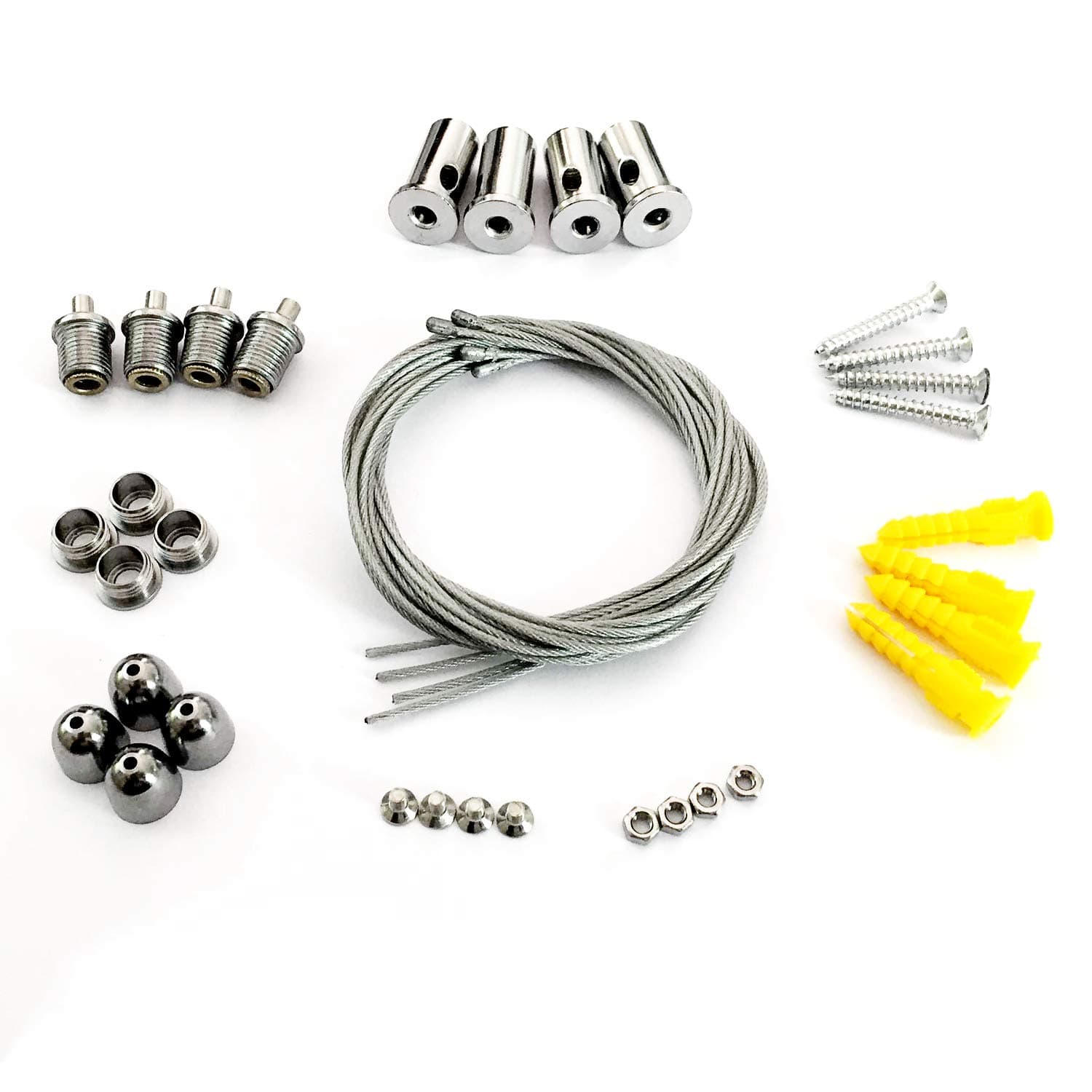 LUXRITE Slim Frame LED Edge Light Suspension Kit, Suspension Cable for 2x2 Edge Light Panels, Braided Cables and Mounting Hardware