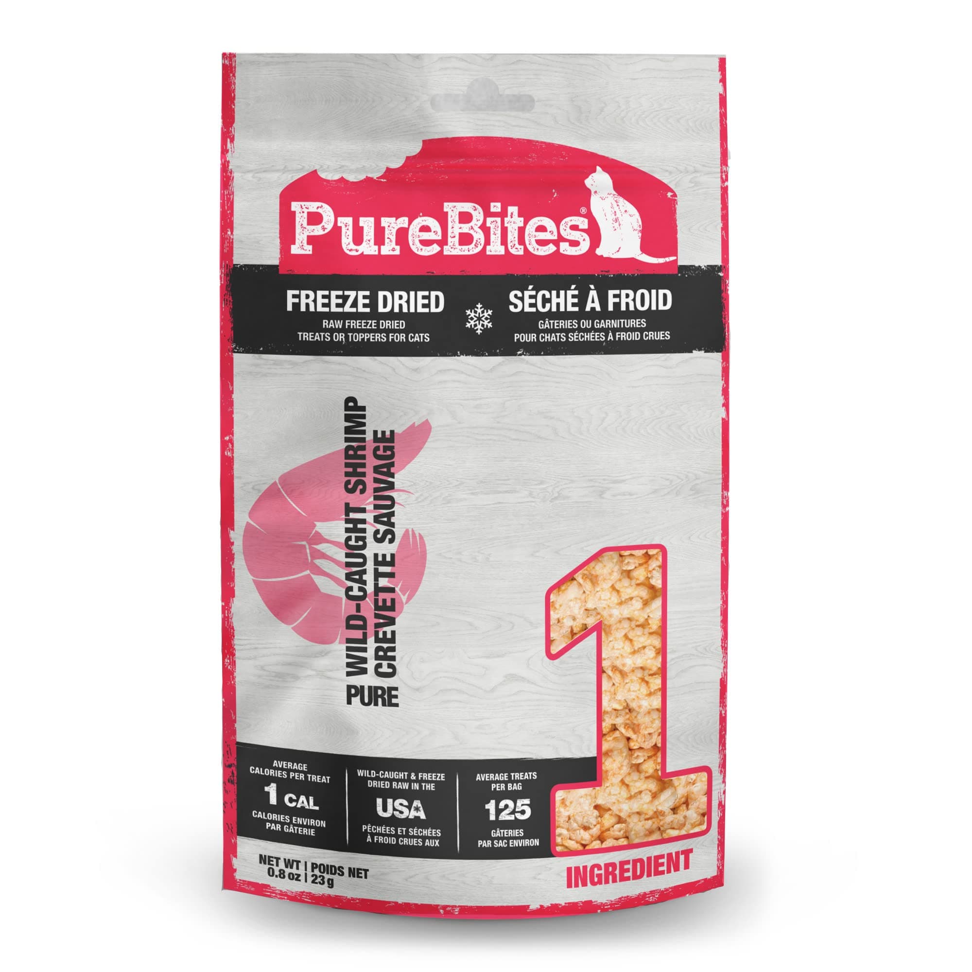 PureBites Freeze-dried cat snacks with shrimp, 1 ingredient, 1 piece, 1 piece