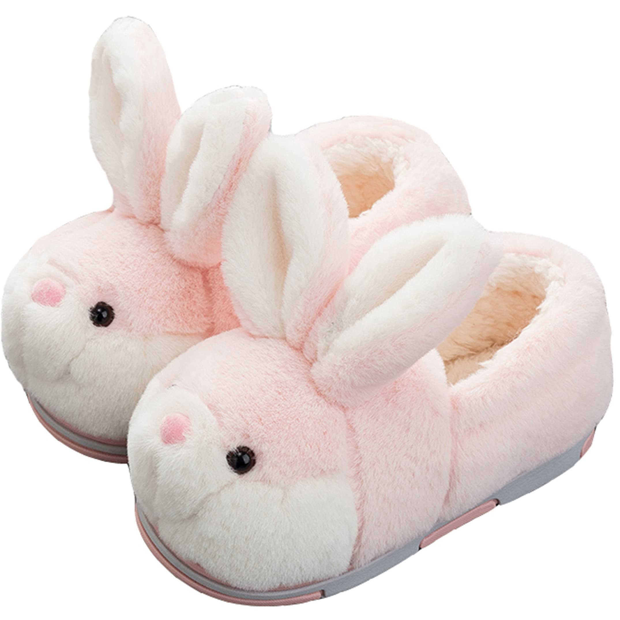 YILANLAN Women's Cute Bunny Animals Slippers Interesting Comfortable Furry Slippers Soft Plush Winter season Keep warm Home Slippers