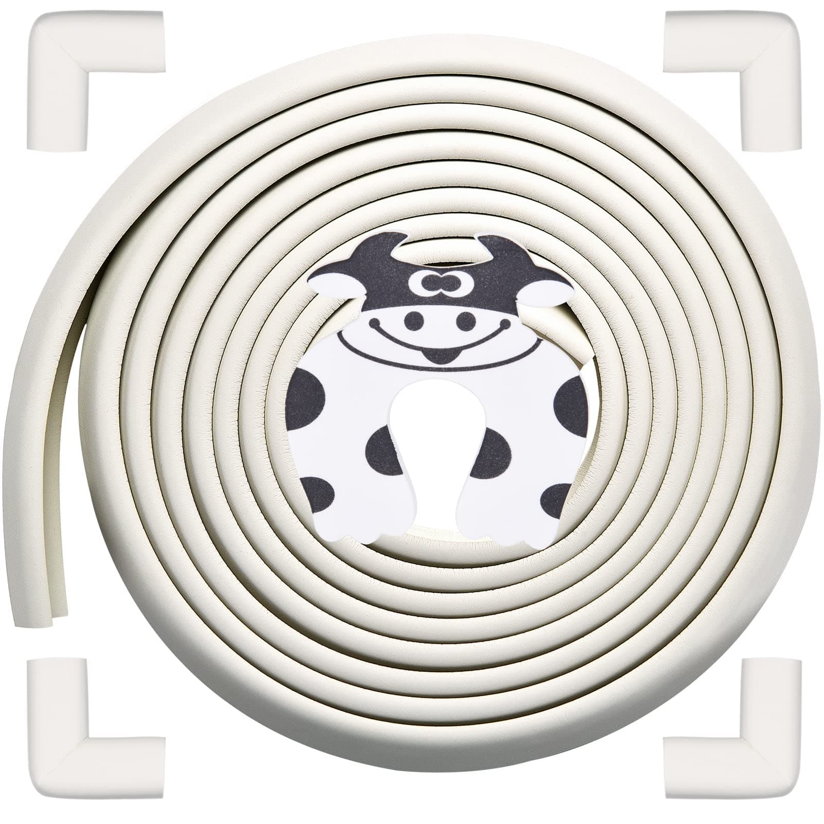 Baby Proofing Edge and Corner Guards, Safety 3M Pre-Taped Furniture Bumper, [16.40ft Edge + 4 Corners] Baby Corner Protector for Fireplace, Table, Stair, Cabinet (White)