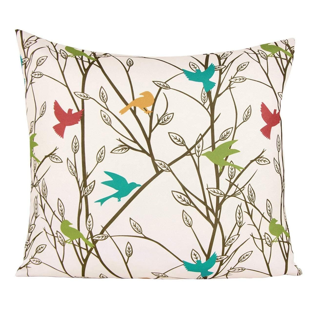 Puredown Canvas Pillow Sham Indoor/Outdoor Cushion Covers Summertime Bird Print Square 18X18 inch Multicolor