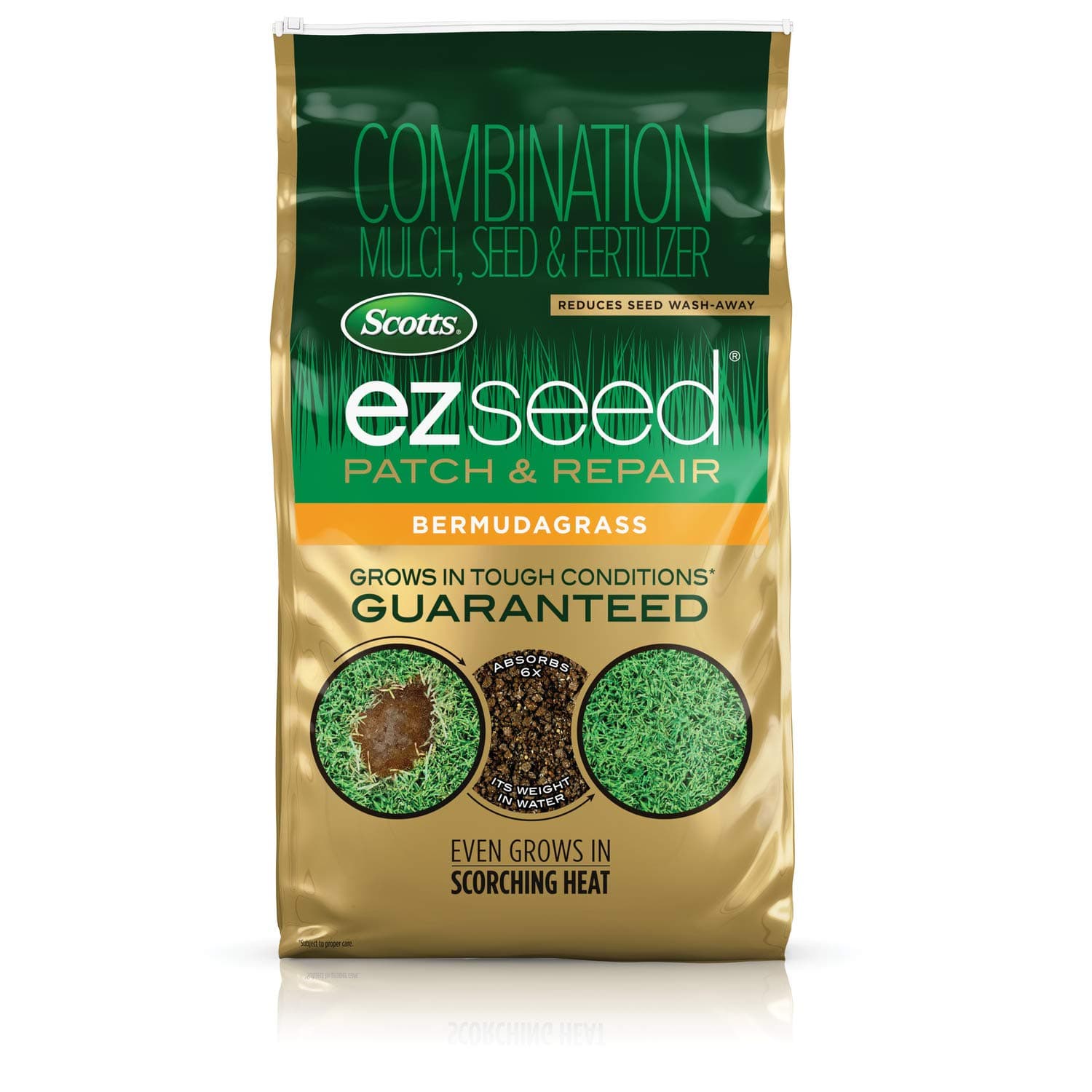 Scotts EZ Seed Patch & Repair Bermudagrass Combination Mulch, Bermudagrass Seed and Fertilizer for Bare Spots and Repair, Grows in Scorching Heat, 10 lb