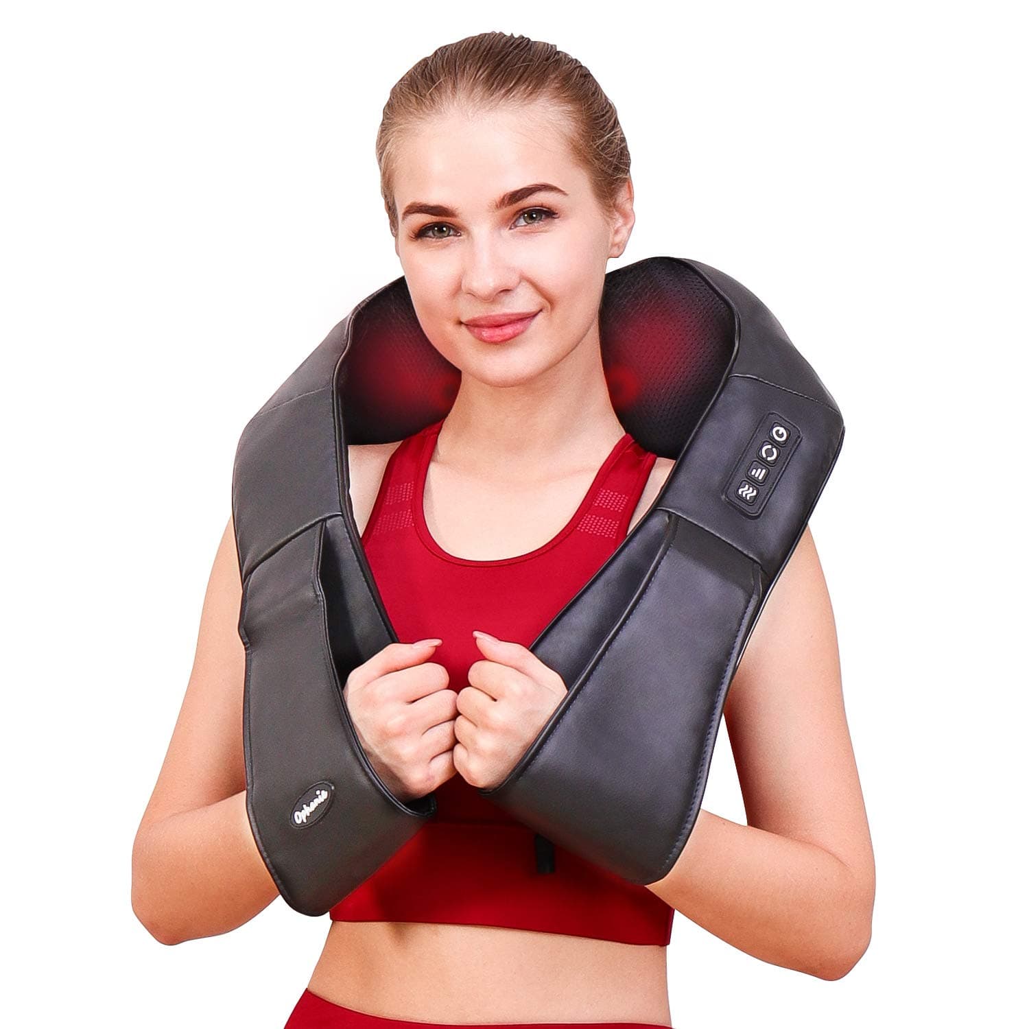 Ophanie Shiatsu Neck and Back Massager with Heat, Deep Kneading Massager for Neck Back Shoulders Legs & Foot; Full Body Portable Electric Massager for Home, Office and Car - Black