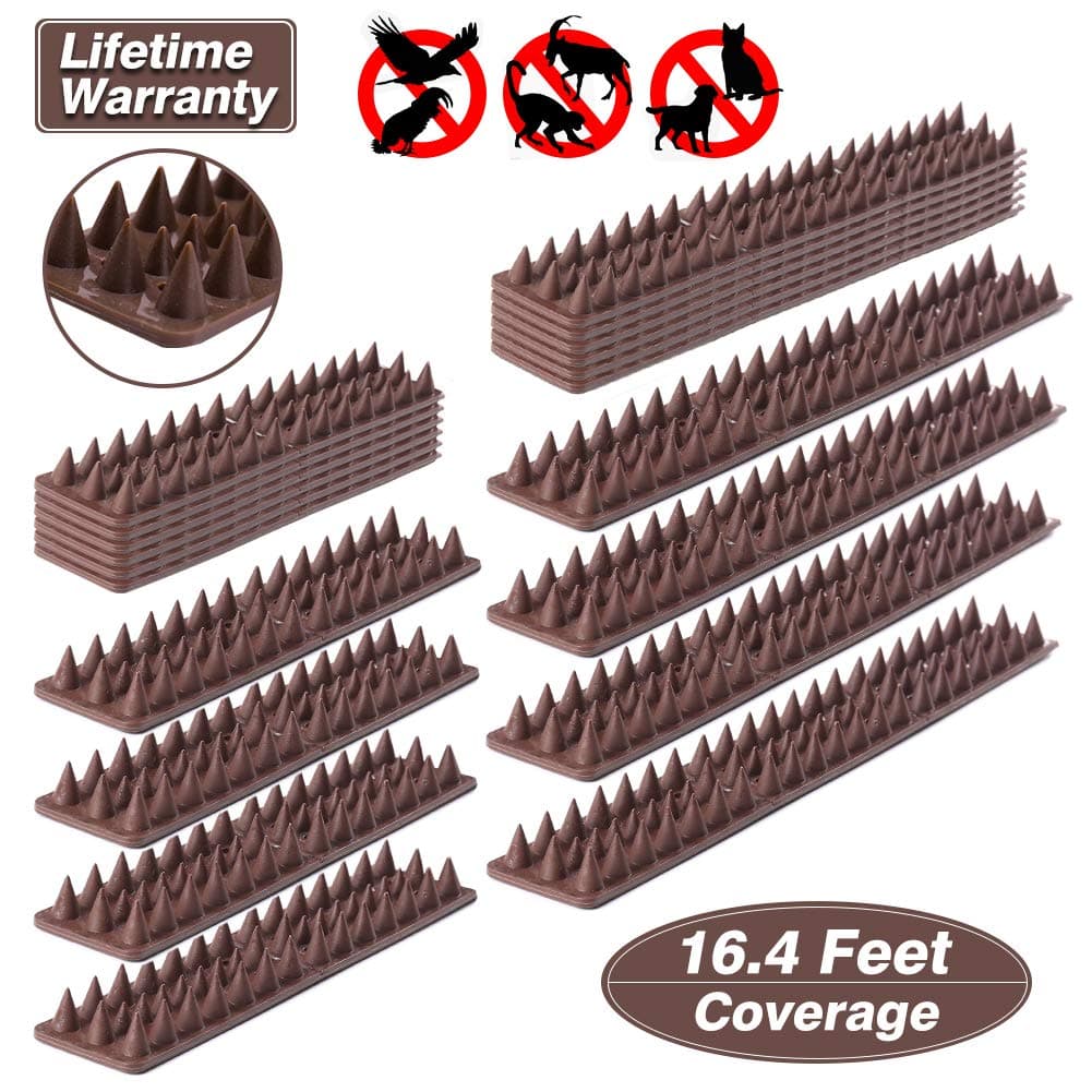 punada Bird Spikes for Pigeons Small Birds Critters - 16 Feet Bird Repellent Spikes Plastic Bird Deterrent Spikes Anti Bird Spikes Strips-Idea for Fences Walls Railings Sheds Roof (10 Strips)