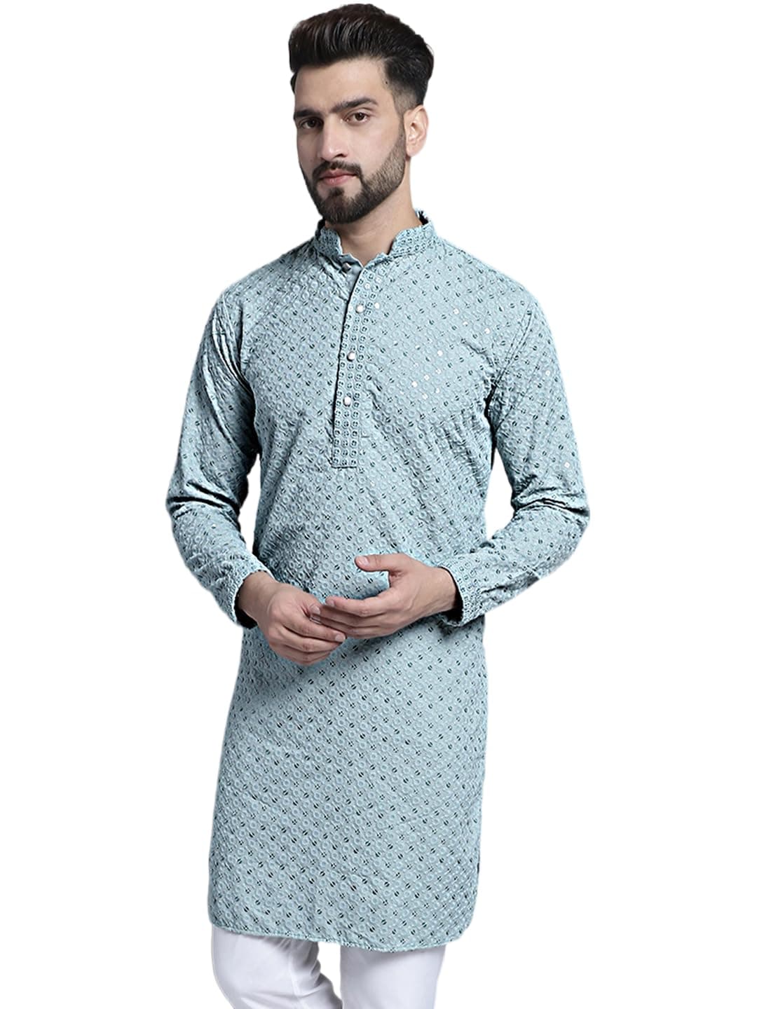 Jompers Men's Chikankari Embroidered and Sequence Kurtas