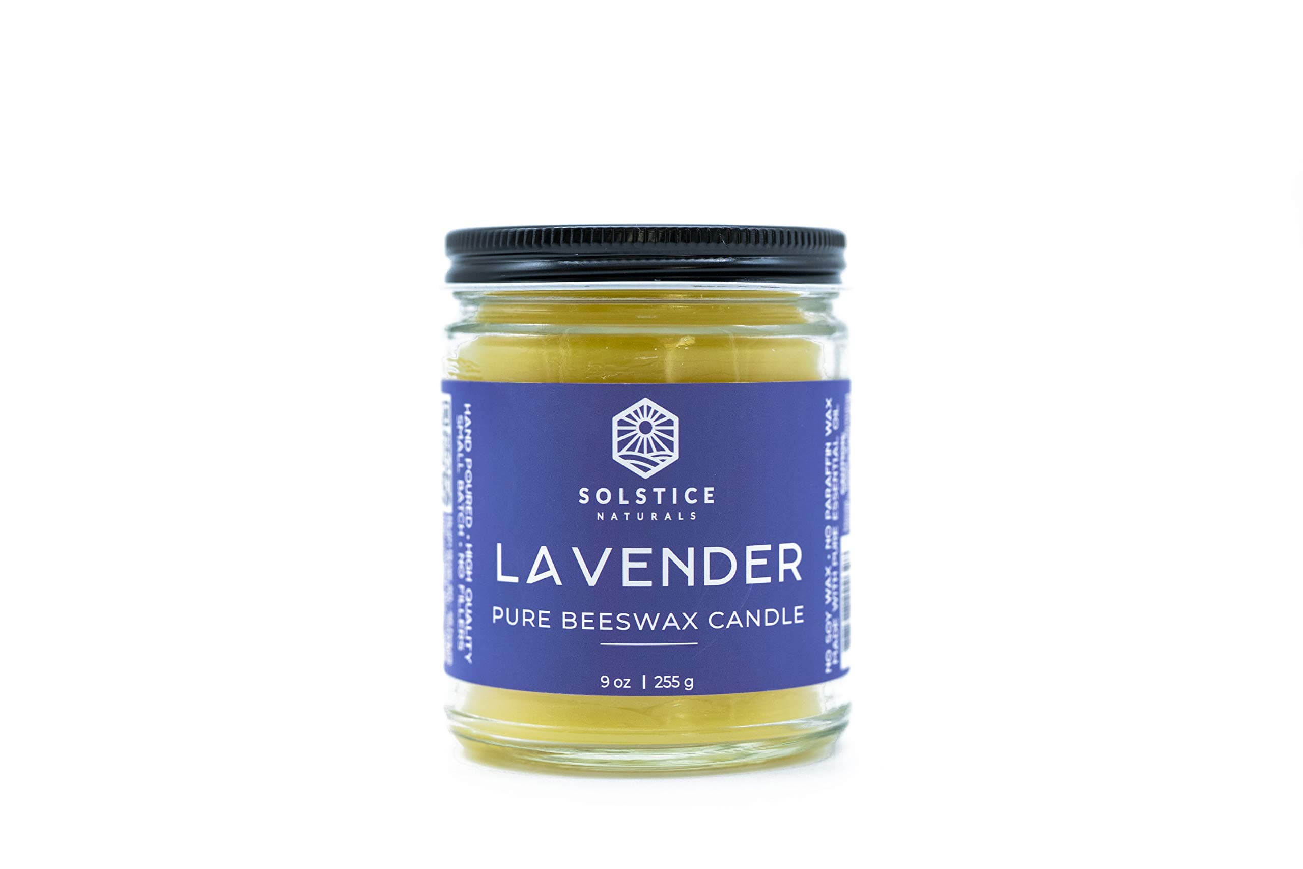Lavender 100% Pure Beeswax + Essential Oil Aromatherapy Candle, 9 oz. - Sustainably Handmade in the USA - No Soy or Paraffin Wax - No Toxic Scents, Fragrances or Fillers