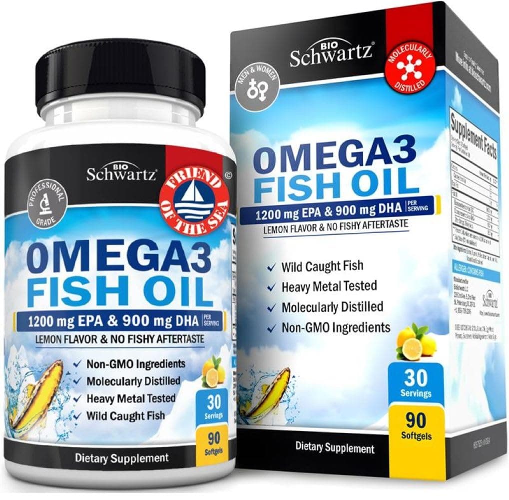 BioSchwartz, Omega 3 Fish Oil, Lemon Flavor, 1200 mg EPA & 900 mg DHA, 90 Softgels