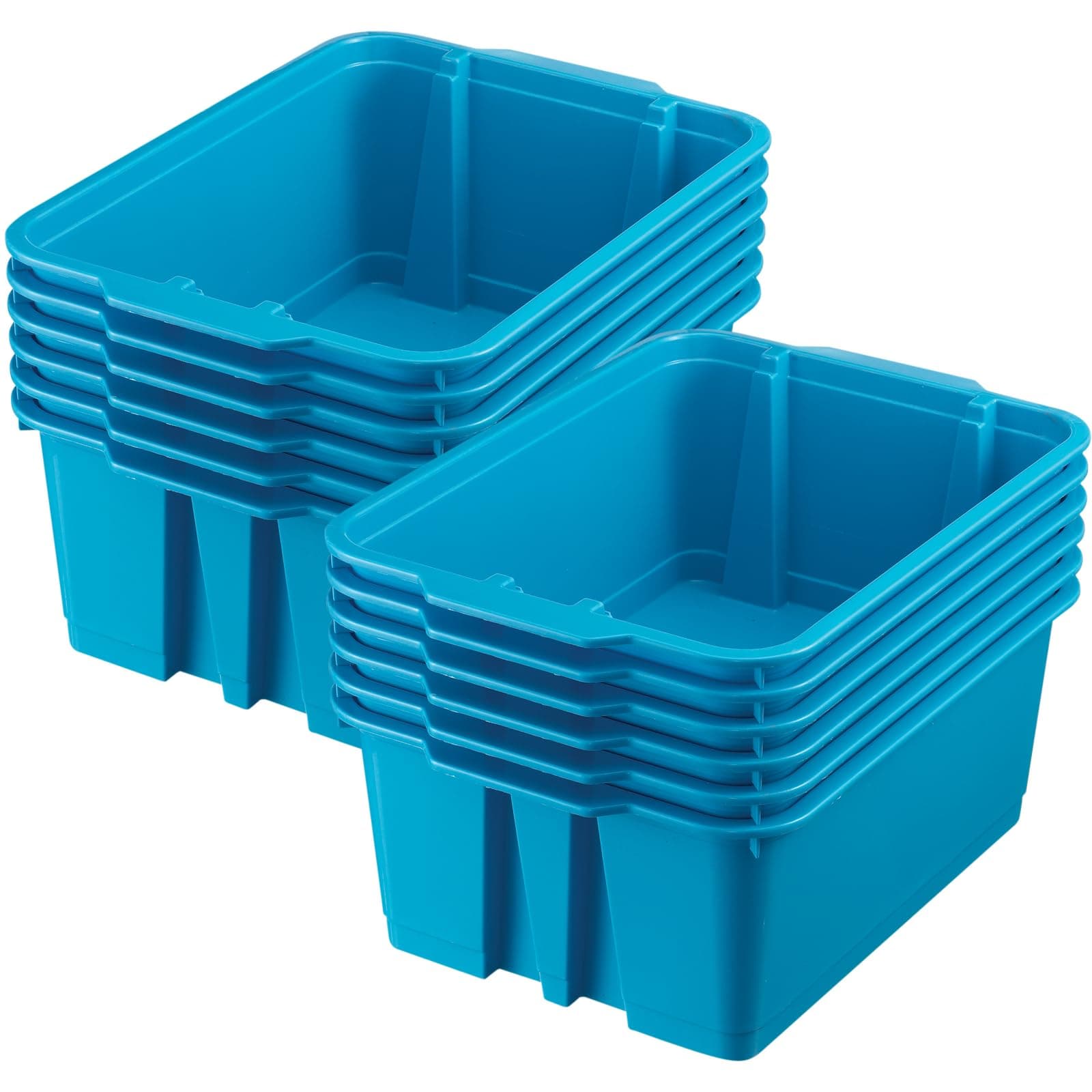 Really Good Stuff666022BLN Stackable Plastic Book and Organizer Bins for Classroom or Home Use – Sturdy, Colored Plastic Baskets (Set of 12)