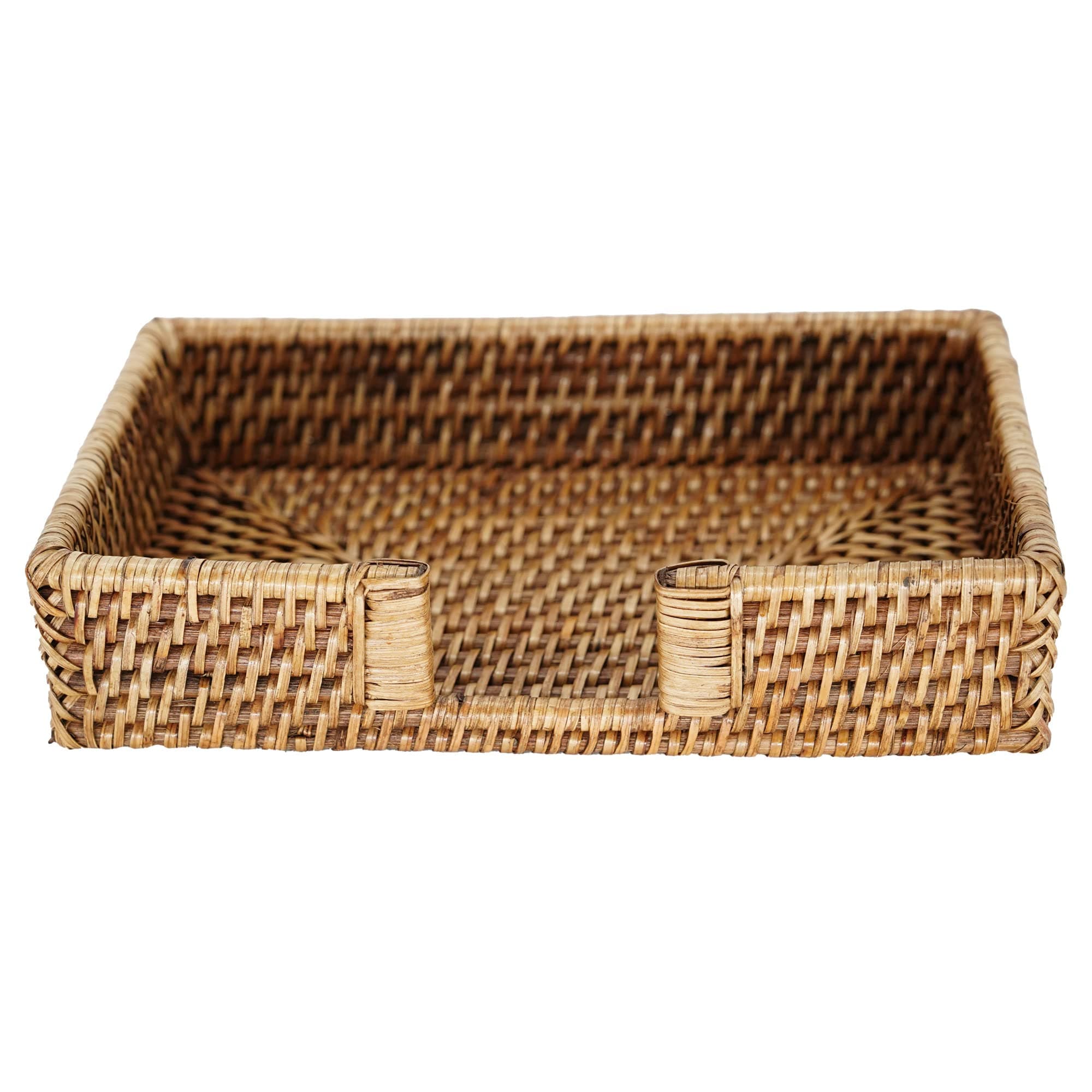 Chic Rattan Wicker Hand Towel Tray - Ideal for Guest Bathroom, Napkin Holder, Paper Towel Storage, Kitchen Countertop Accessory, and Decorative Coffee Table Tray