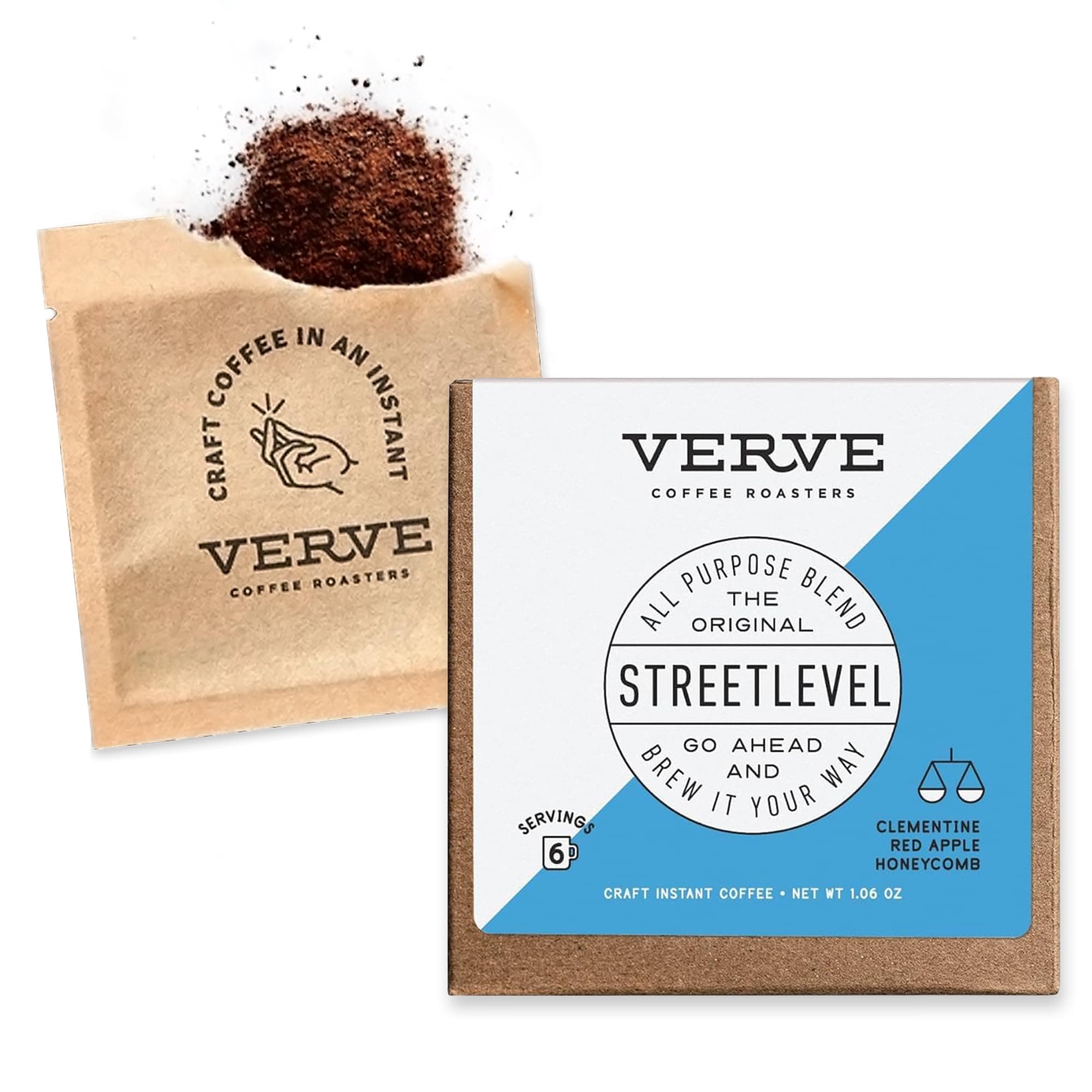 Verve Coffee Roasters Craft Instant Coffee Streetlevel Blend | French Medium Roast, Ground, Hand-Roasted | Enjoy Hot or Cold | Up to 6 Servings
