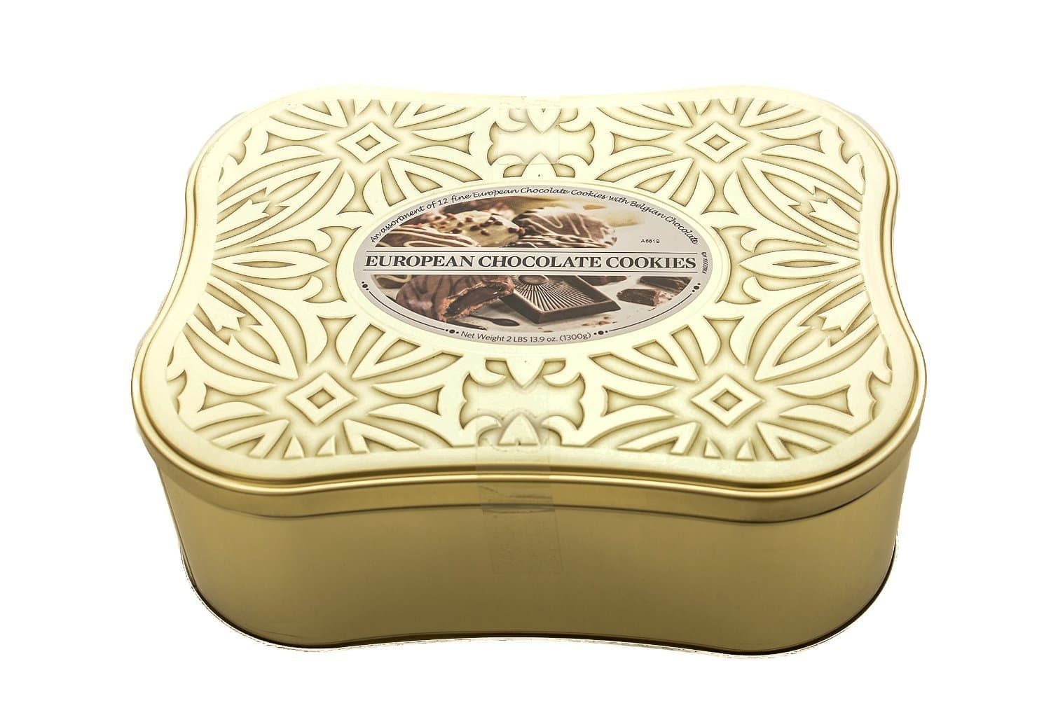 European Cookie Assortment with Belgian Chocolate In a Decorative Tin